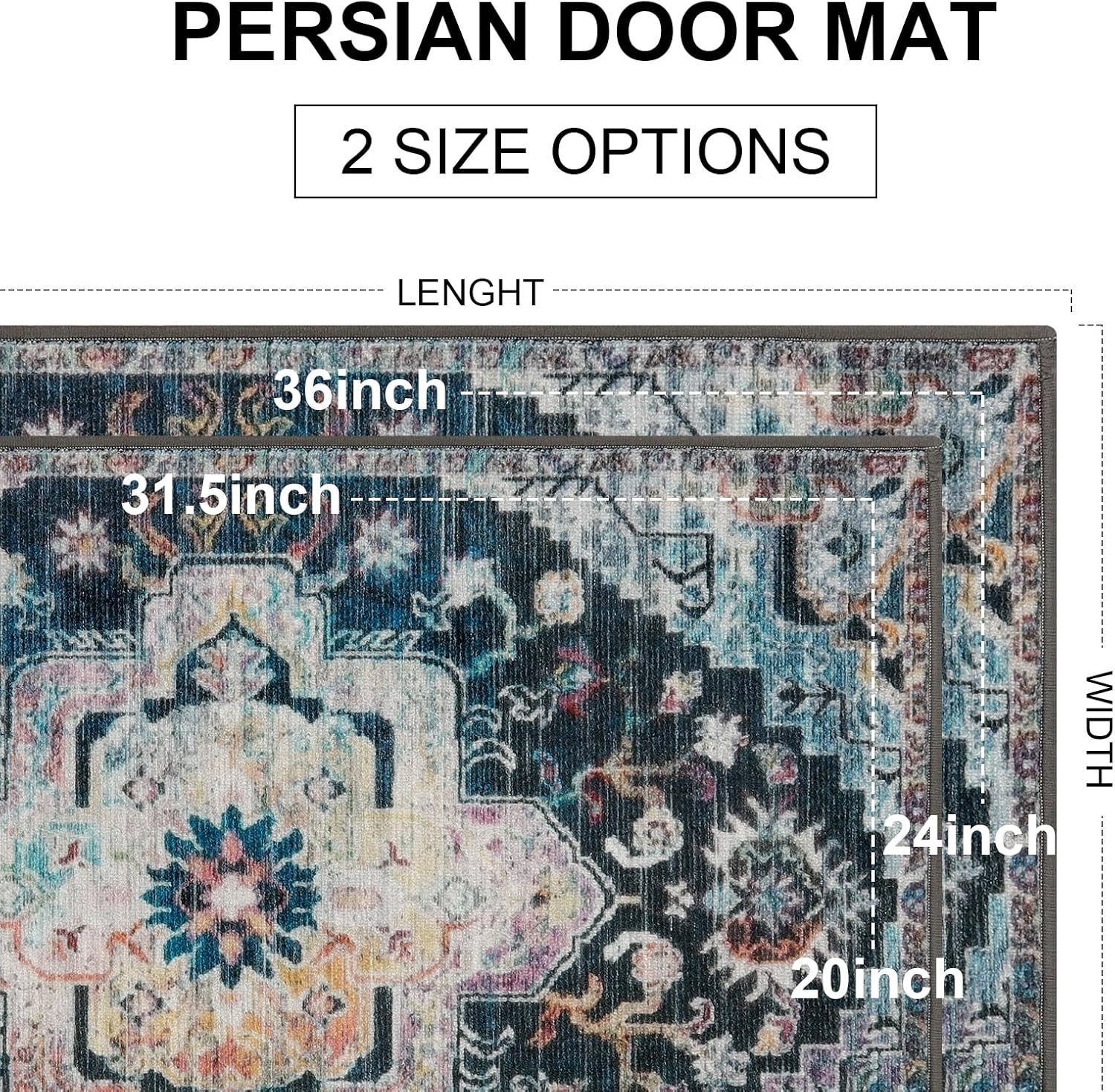 Collive Washable Indoor Door mat, Non Slip Retro Entryway Rug 20" x 32" +24" x 36" Doormat Quick Absorbent Entrance Rug Distressed Front Door Mat, Welcome Mats Floor Mat Doormats for Kitchen Home