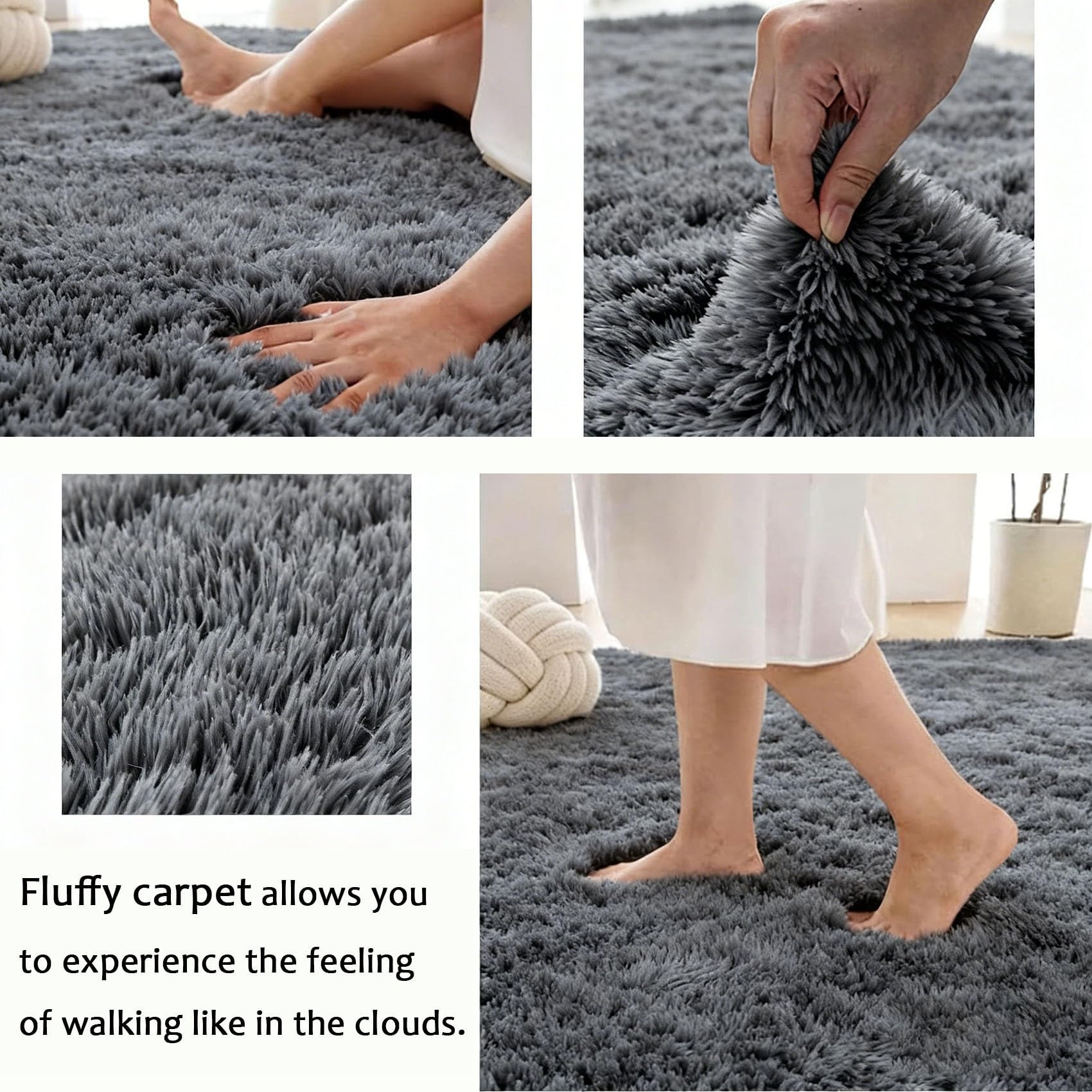 Pluizig Tapijt 232 x 100 cm Pluizig, Antislip, Wasbaar, Modern Design, Makkelijk Te Onderhouden Wasbaar Fluffy Vloerkleed Voor Woonkamer, Slaapkamer, Keuken, Grijs