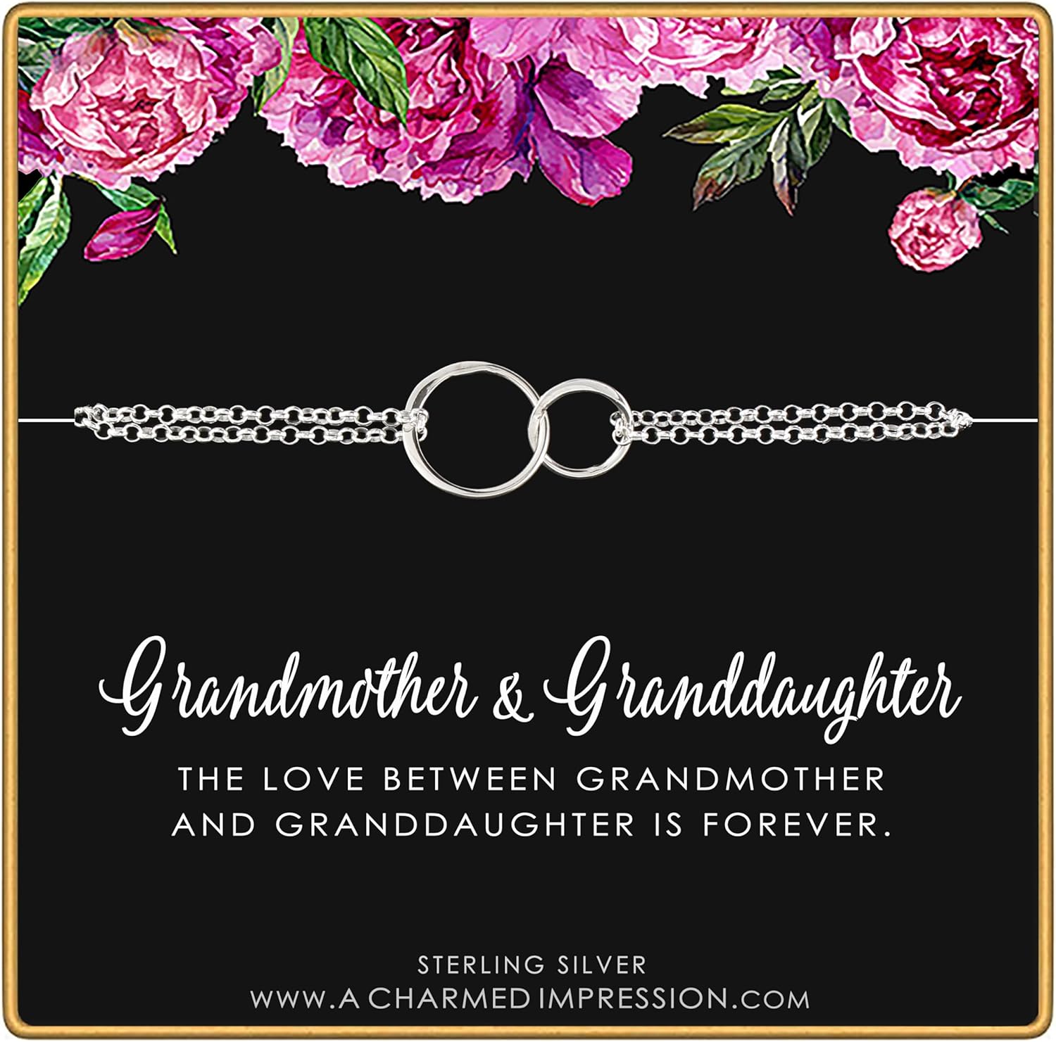 A Charmed Impression Sterling Silver Interlocking Eternity Circles Bracelet - Grandma Granddaughter Gift