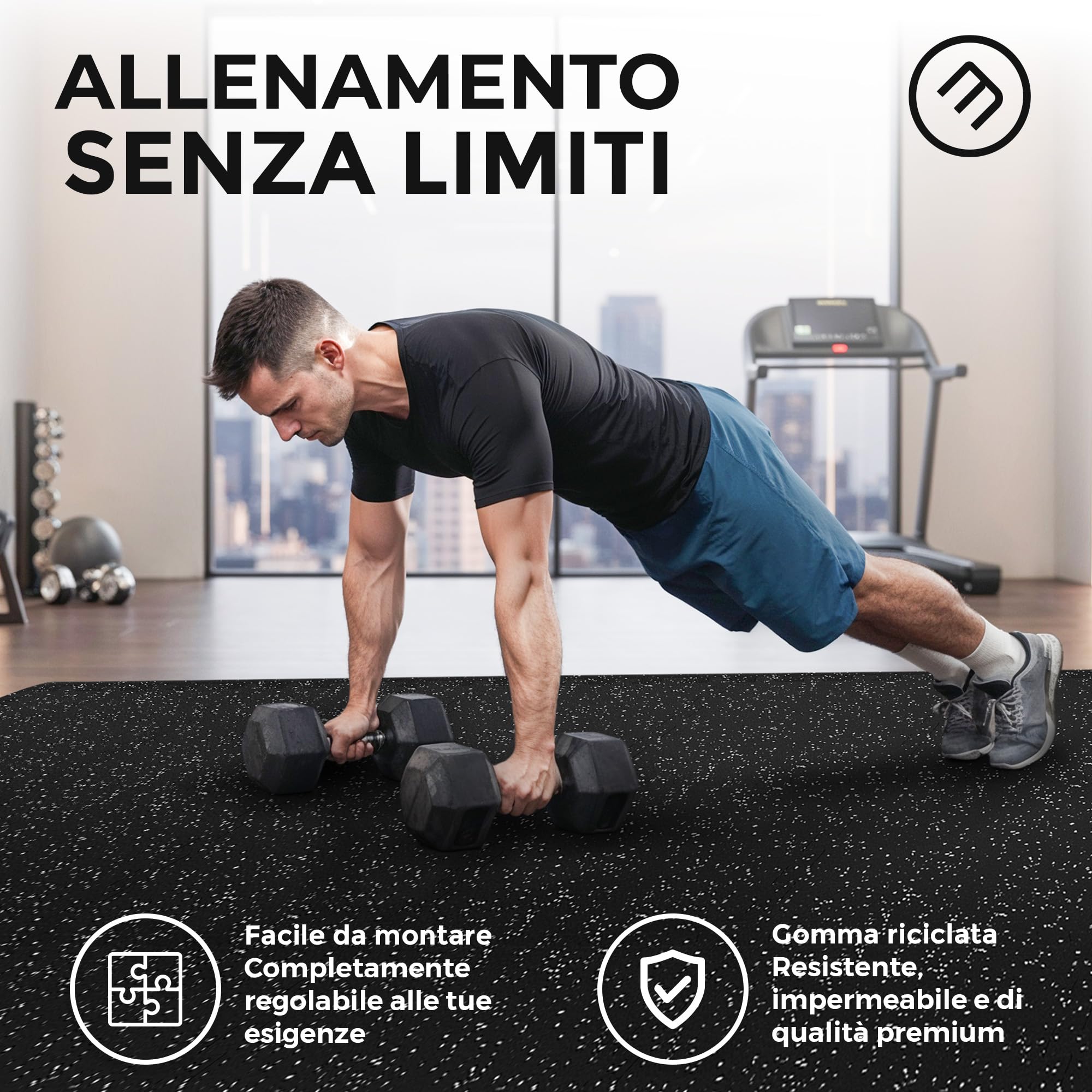 bemaxx Tappetino Palestra 18 Pezzi – Tappetino Fitness Puzzle in EVA e Gomma – Tatami Antiscivolo per Home Gym, Ginnastica, Piscina e Garage