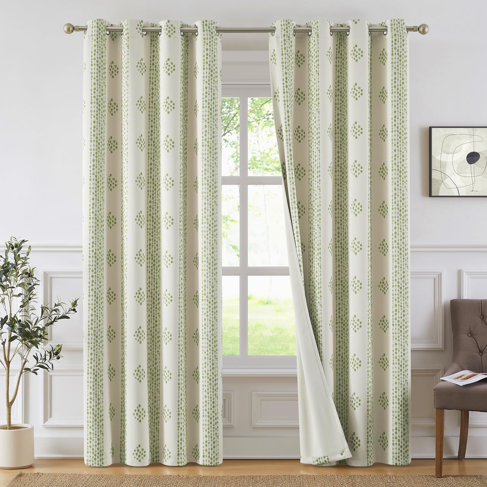 Rideaux occultants Melodieux lot de 2 pour salon style bohème à rayures