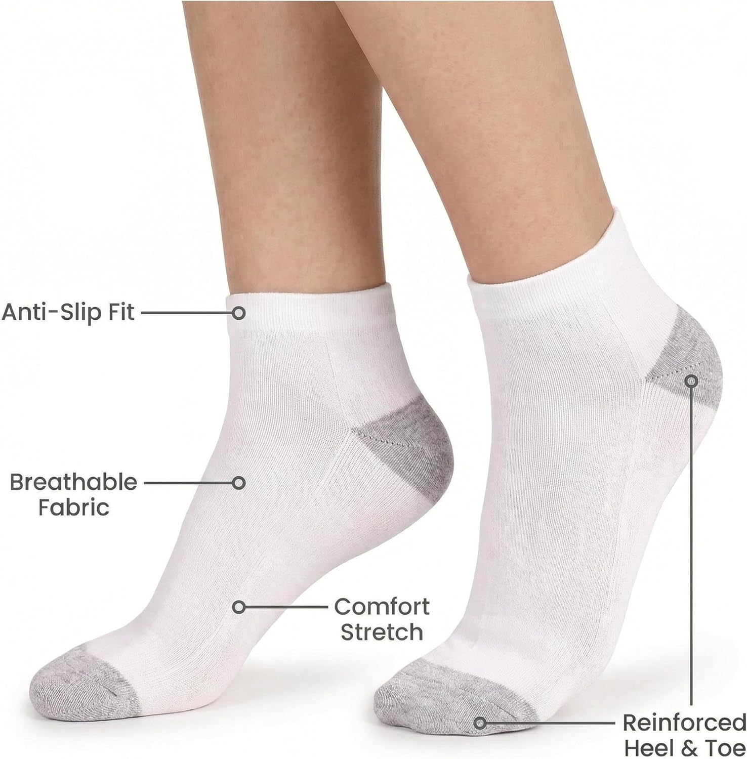 Ankle Length Anti-Slip Casual Socks for Men & Women- Stylish Comfort Fit Moisture Control- Perfect for Everyday Wear