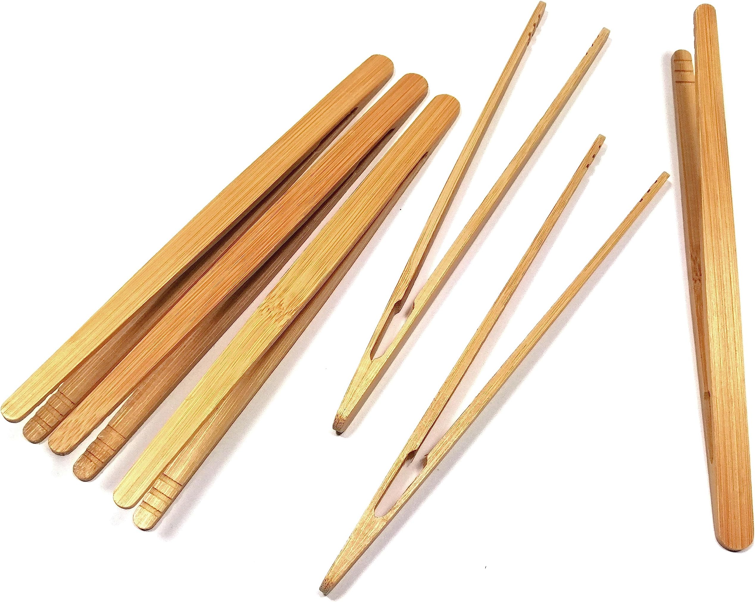 TomYangBamboo Grill Tongs [6-Pack] - Chopsticks for Korean BBQ, Toast Tongs, Chopstick Alternative, Serving Tongs for Mookata Hotpot