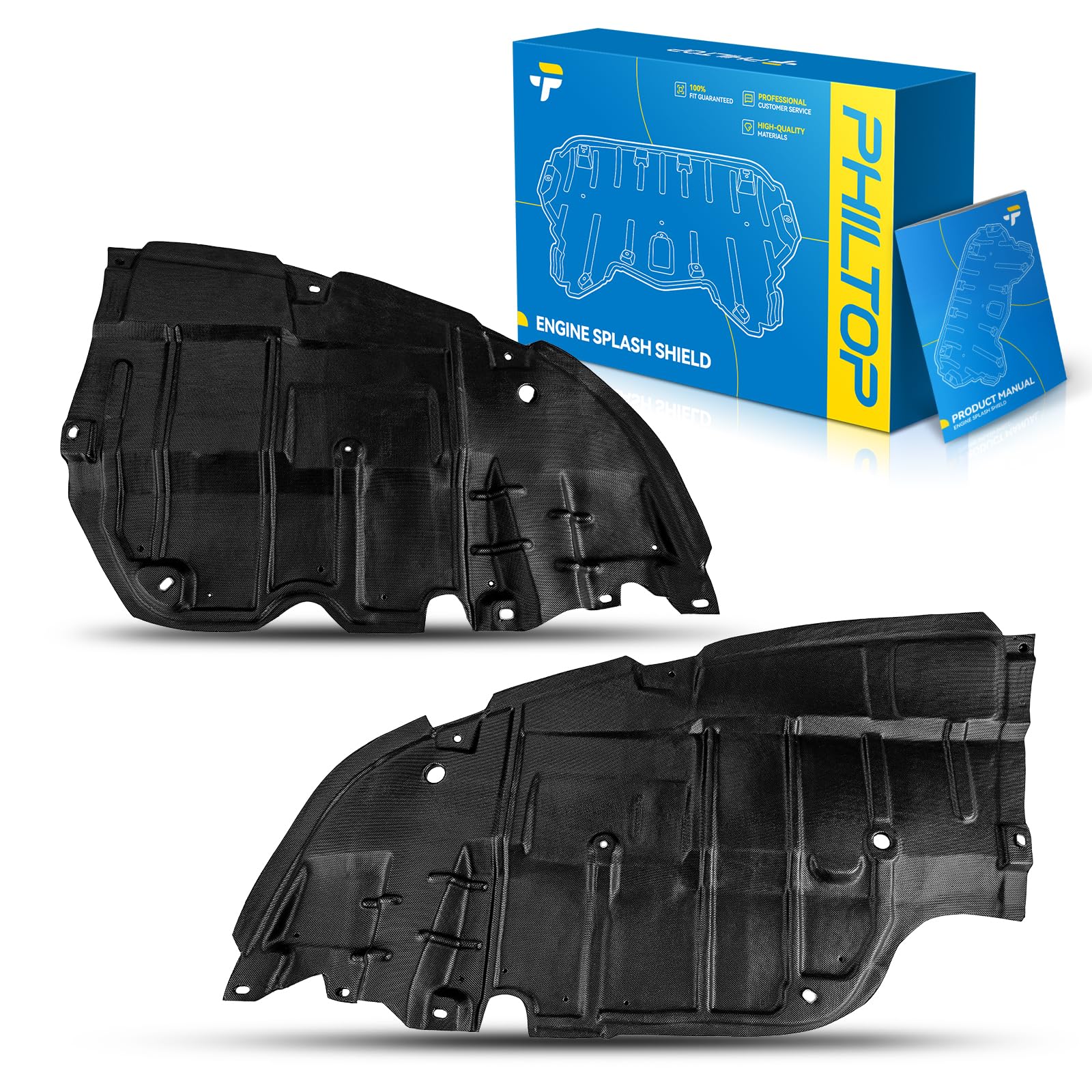 PHILTOP Front Lower Engine Splash Shield Under Cover Compatible with 2007-2012 Lexus ES350 LX1228105 LX1228106