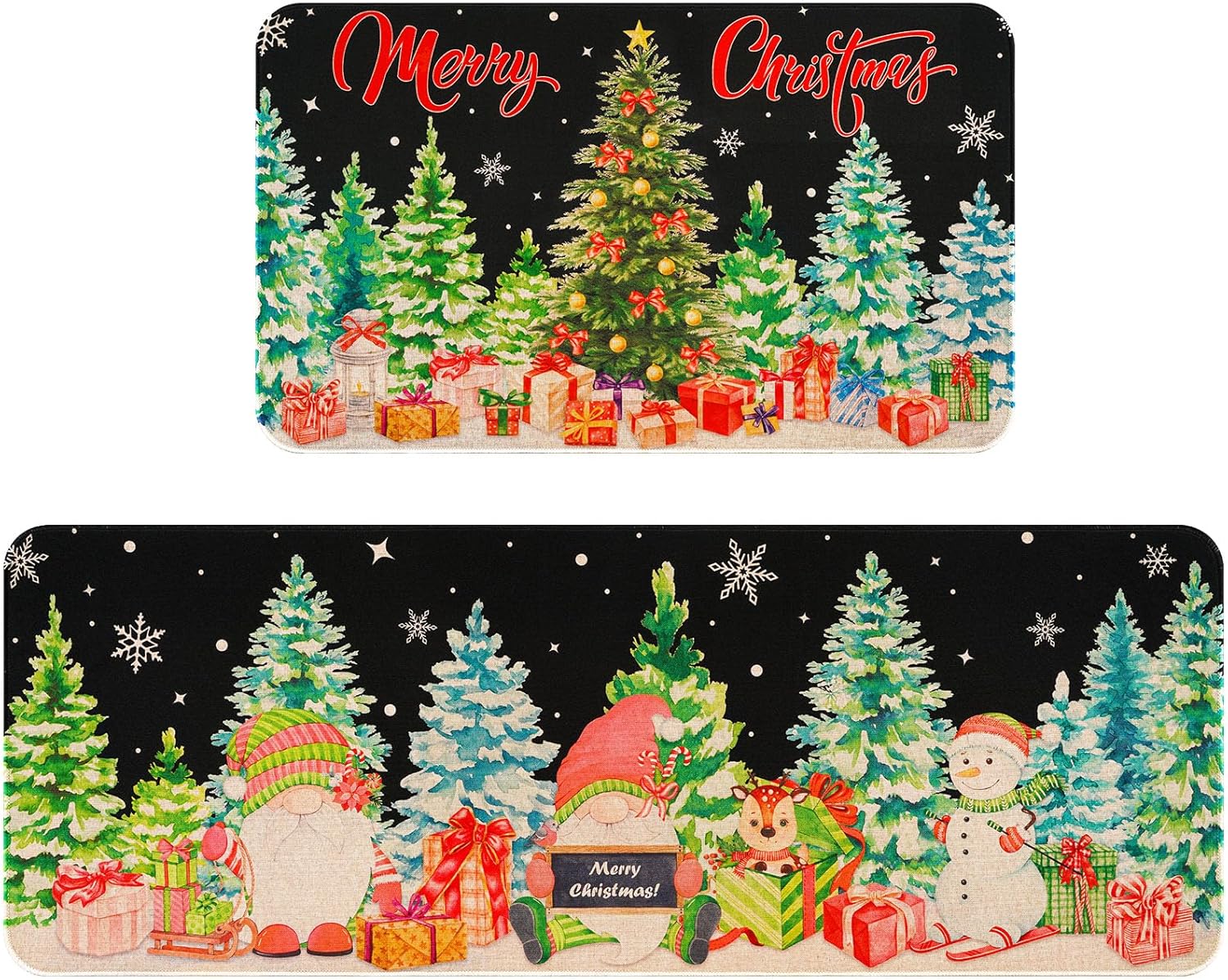 ASPMIZ Merry Christmas Kitchen Rugs and Mats Sets of 2