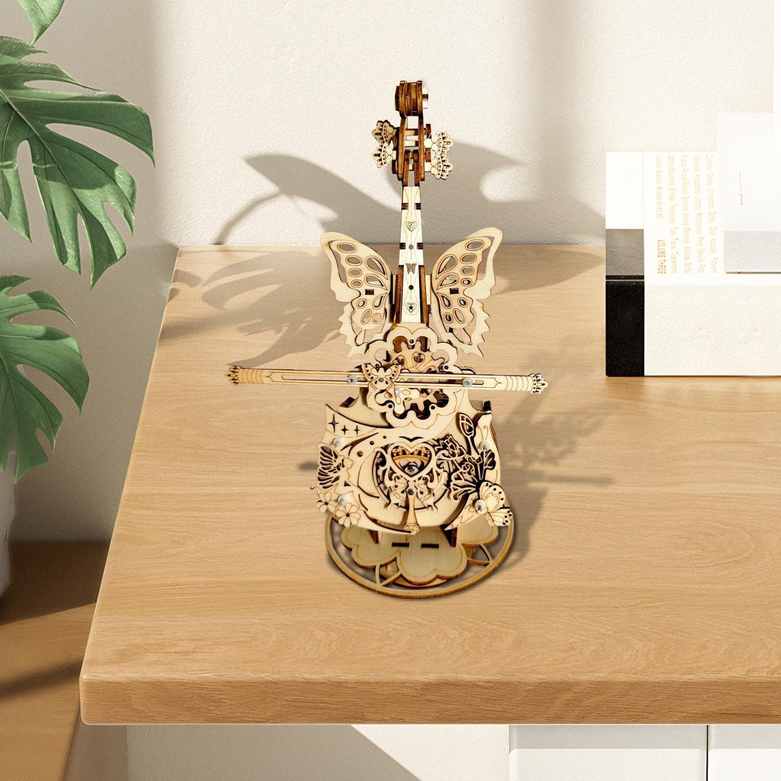 Puzzle 3D Carillon Violino kit costruzione creativo fai da te | Carillon In Legno Violino Puzzle A Incastro per bambini ragazzi scrivania camera da soggiorno casa mensola