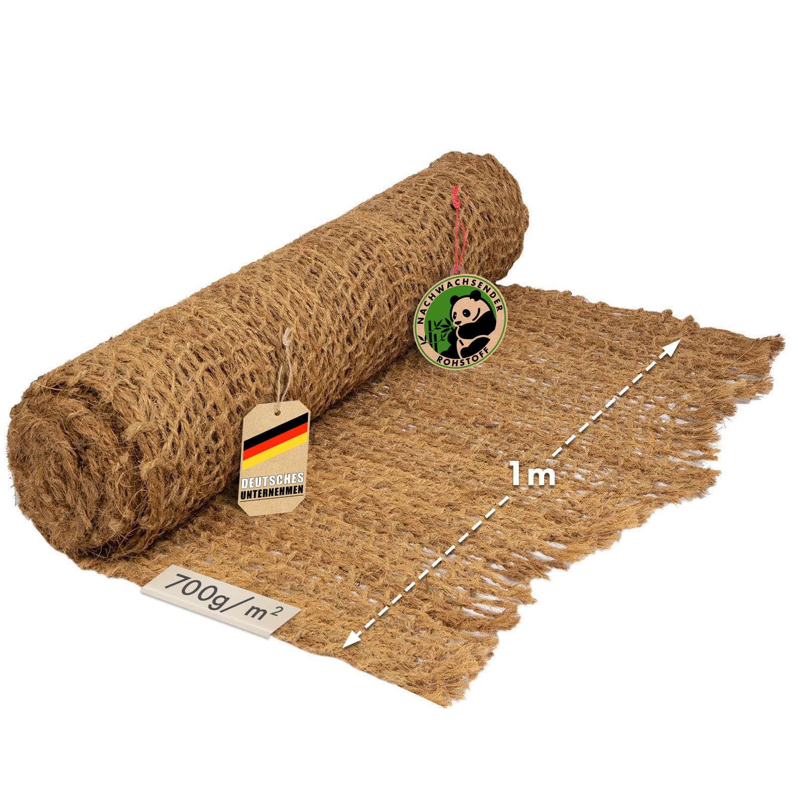 Floordirekt Esterilla de terraplén de 700 g/m², 15 m, protección contra la erosión para jardinería, red de terraplén, protección para pendientes, fibras naturales de coco, resistente a la intemperie