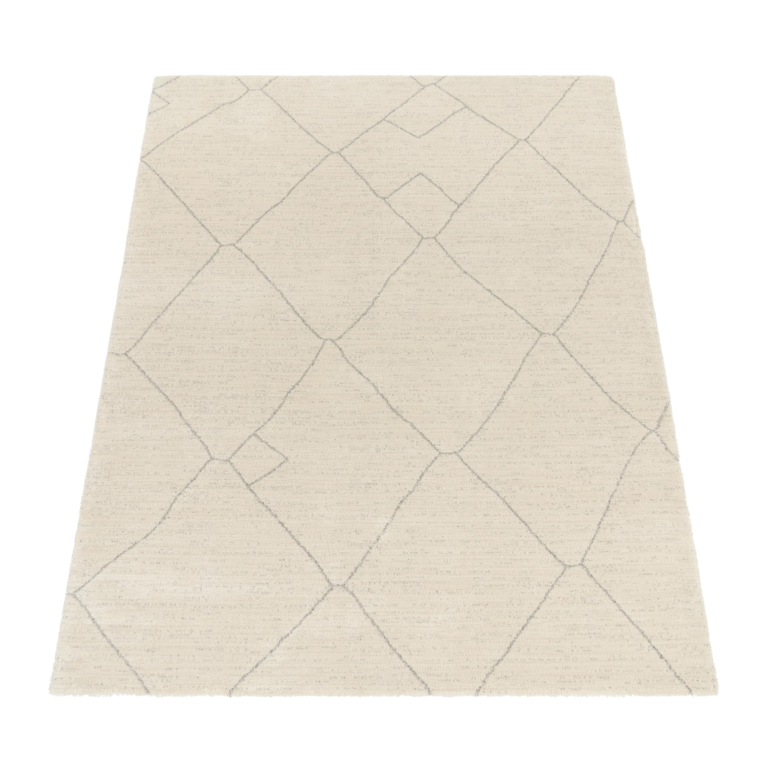 Paco Home Tapis Salon Chambre Look berbère Design scandinave Unicolore Motif Abstrait 3D Moderne Haute densité de Poils, Dimension:120x170 cm