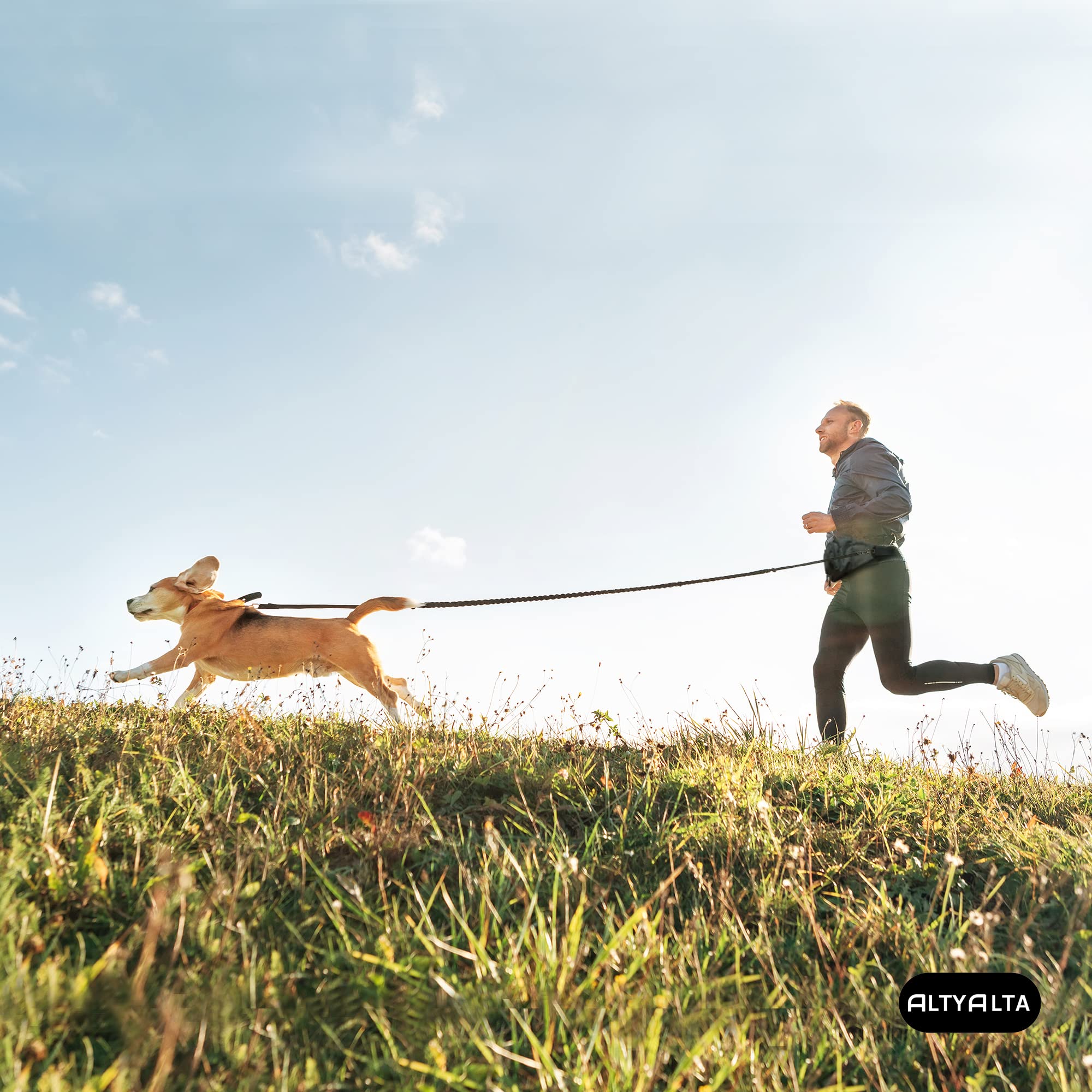 AEZ Marsupi da Passeggio per Cani, Marsupio per l'addestramento del Cane, Facilmente per Camminare con i Cani, Marsupio e distributore di Sacchetti per i rifiuti (Nero Melange)