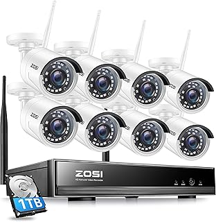 ZOSI 1080P Kit Videosorveglianza WiFi 8CH H 2651TB NVR con 8X 2MP Telecamera Esterno ed Interno senza fili Rilevamento del Movimento Acceso Remoto Impermeabile Registrazione 247 ZOSI 1080P Kit Videosorveglianza WiFi 8CH H 2651TB NVR con 8X 2MP Telecamera Esterno ed Interno senza fili Rilevamento del Movimento Acceso Remoto Impermeabile Registrazione 247
