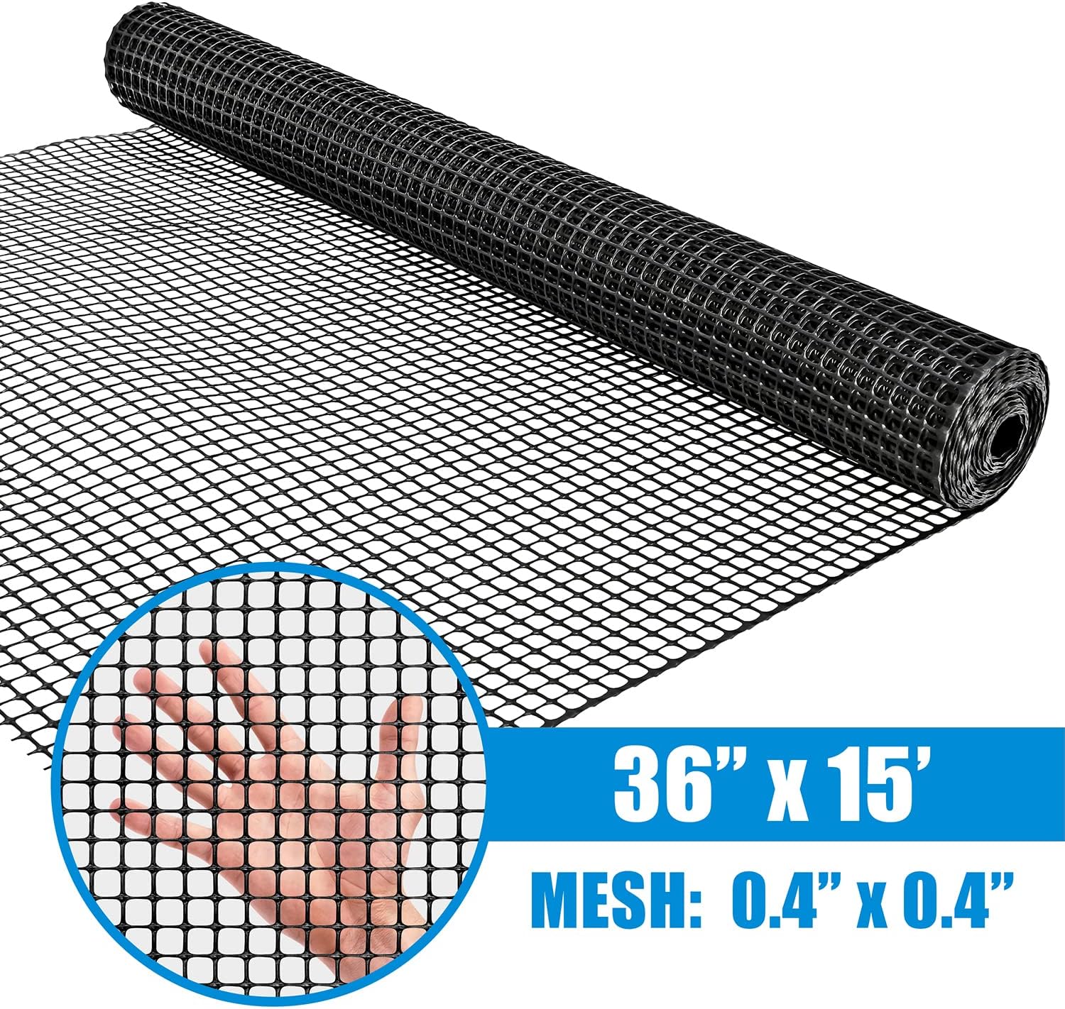 Fencer Wire 3 ft. x 15 ft. Hardware Netting & Plastic Mesh, Tree Guard Barrier from Rabbits, Deer and Rodents, Deck Guard, Indoor or Outdoor Balcony Safety Net for Pet or Child