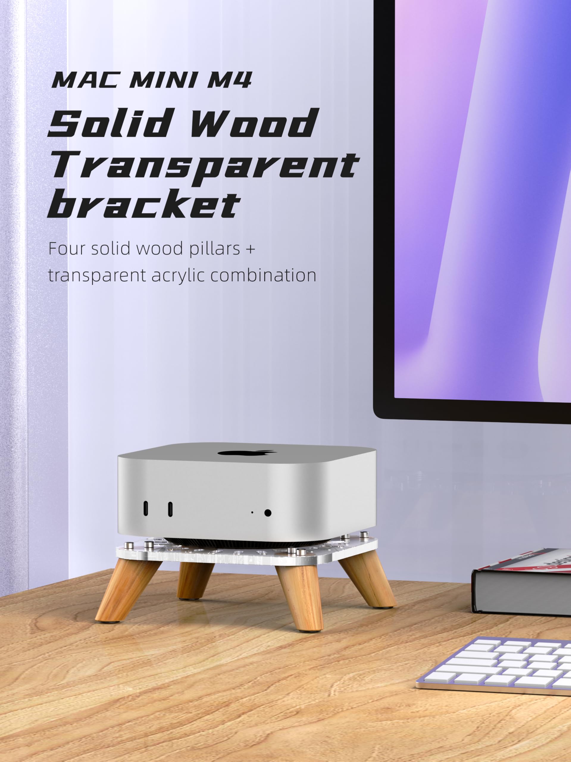 Amazon.com: AODUKE Wooden transparent Mac Mini M4/M4Pro Stand