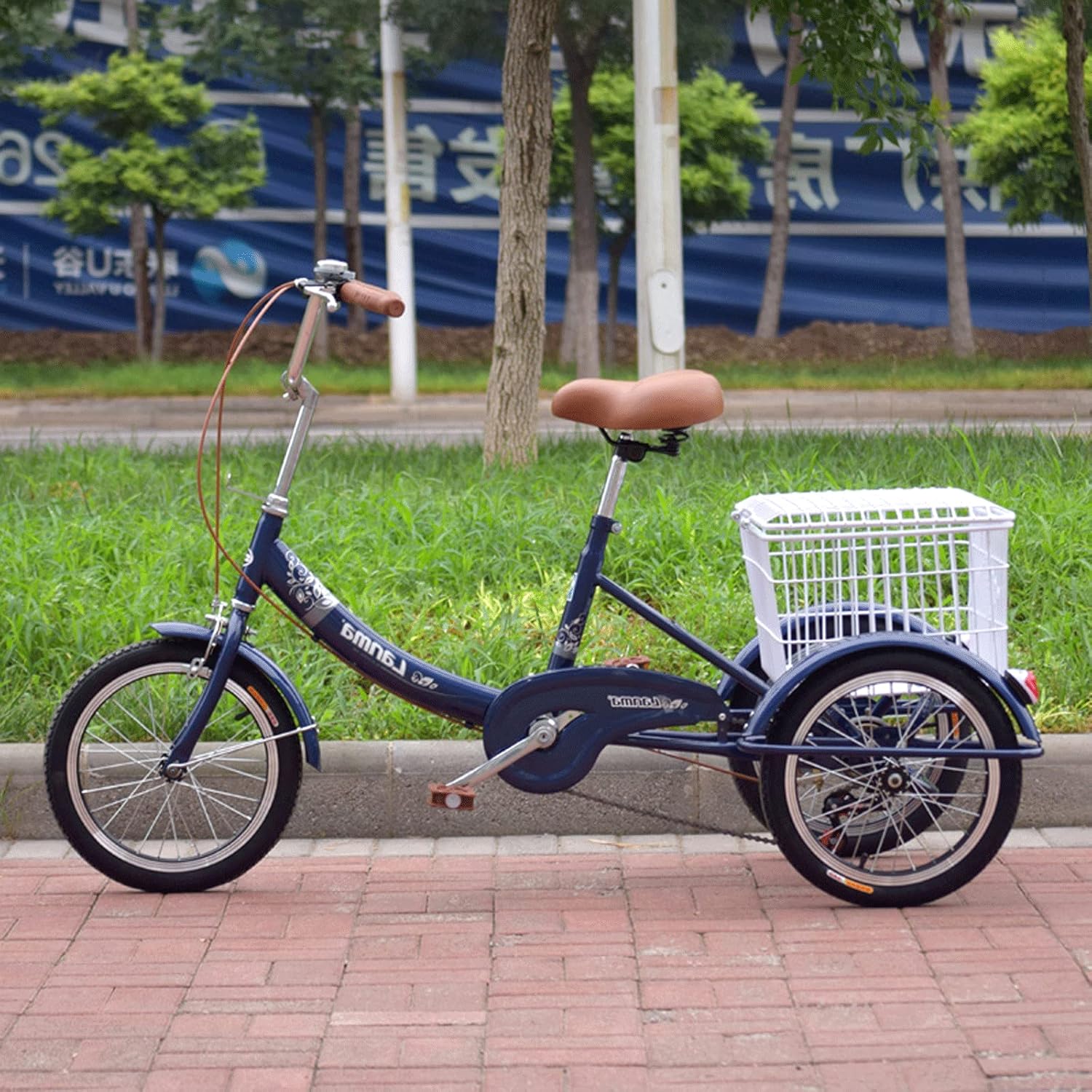 Adult Tricycle 16Inch Three Wheel Bike Trike Bike Bicycle with Shopping Basket for Recreation Shopping Men's Women's Bike Picnic Cycling Pedalling