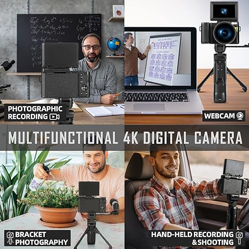 Miniatura 6 de G-Anica Cámara digital, cámaras 4K para fotografía, cámara de vlogging de 48MP para YouTube, cámara de video y kit de vlogger, kit de creación de