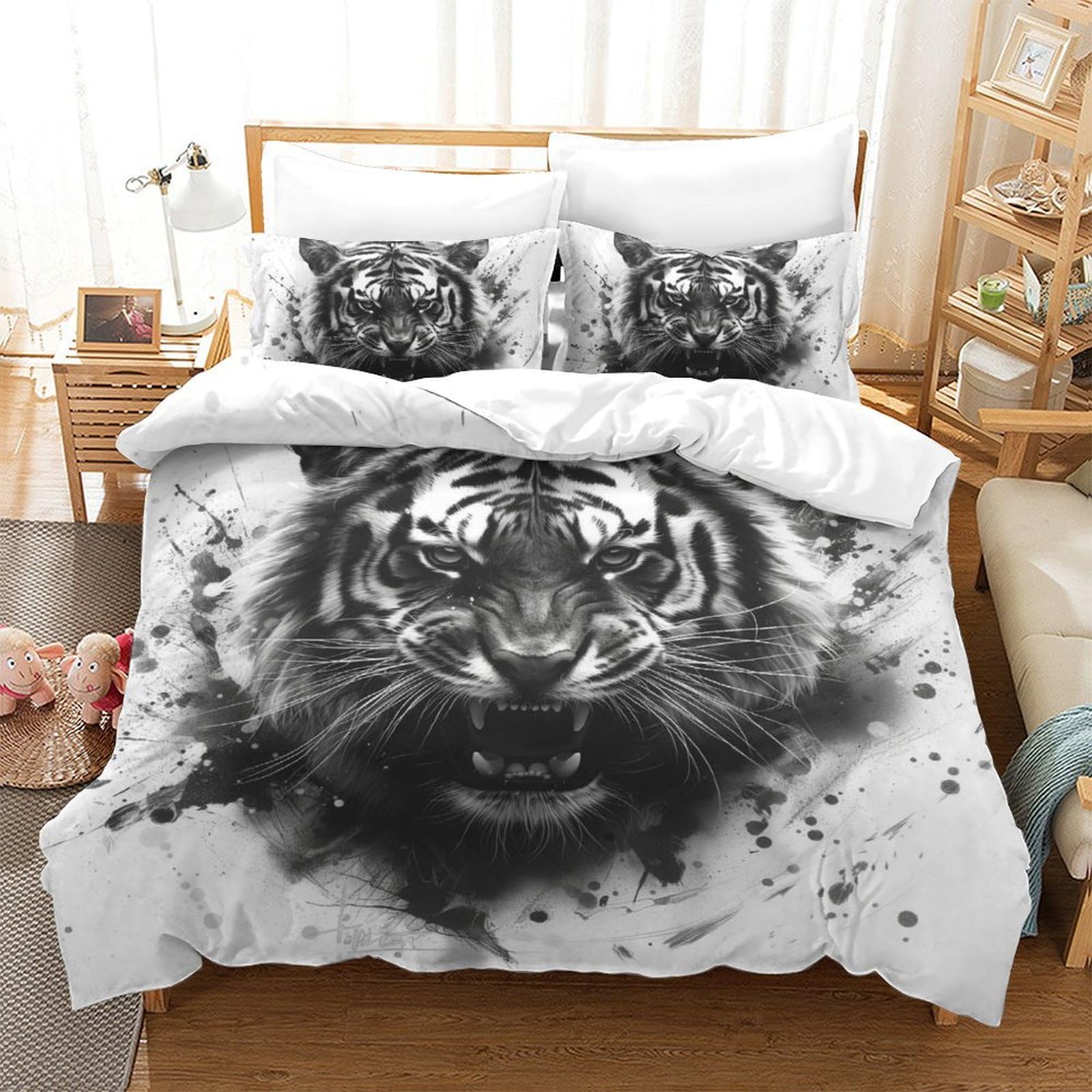 Parure de lit tigre 3D pour une chambre moderne et confortable