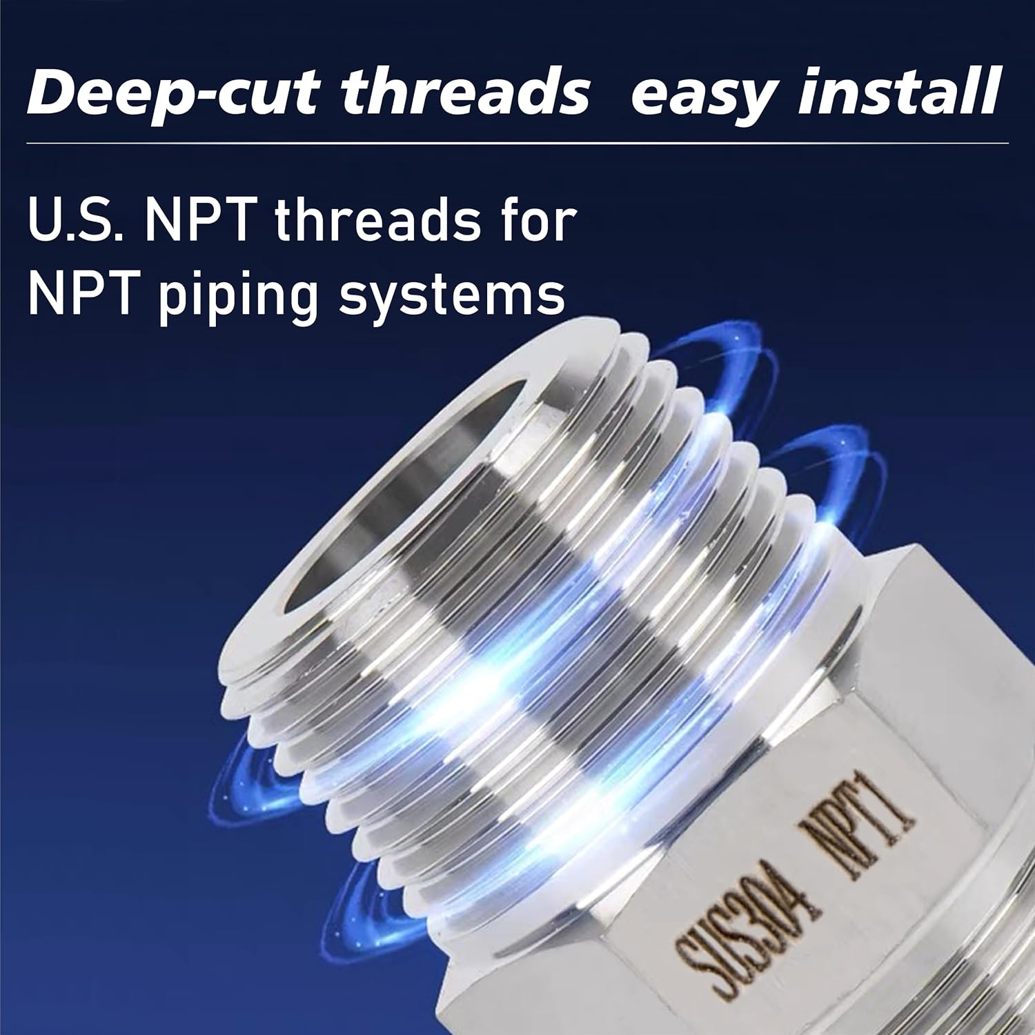1/4" Male x 1/4" Male Hex Nipple Pipe Fittings, 304 Stainless Steel 1/4 inch NPT Male Threaded Pipe Adapter Fittings Equal Nipples Connectors for Plumbing/Gas/Hydraulic Lines (2-Pack)