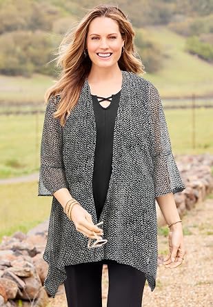 Catherines Women's Plus Size Seasonless Cascade wrap