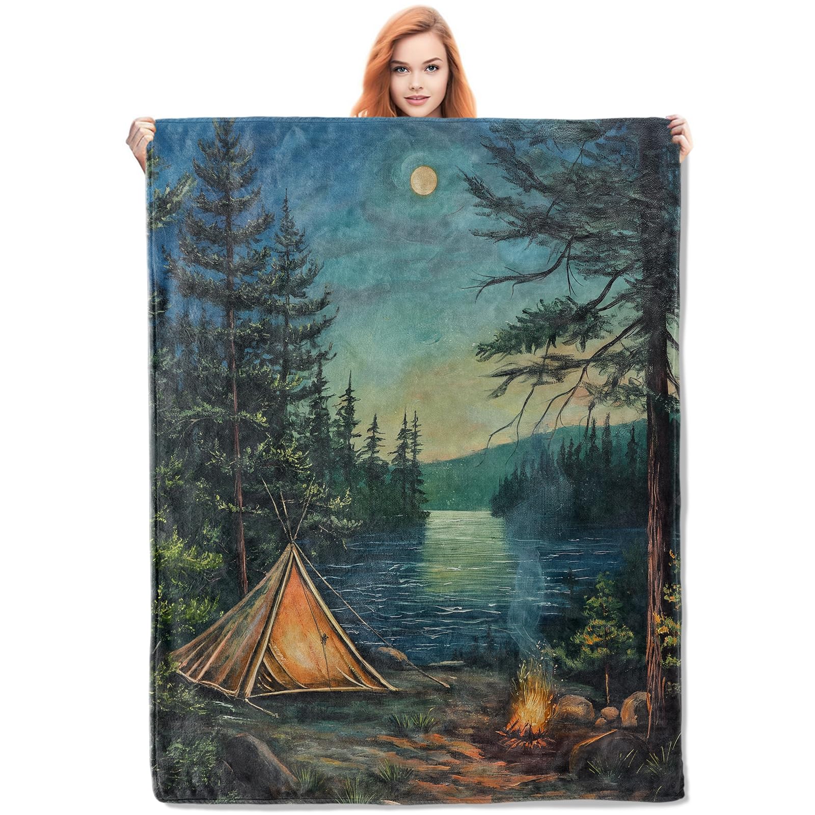 Couverture en flanelle chaude et compacte pour camping et randonnée