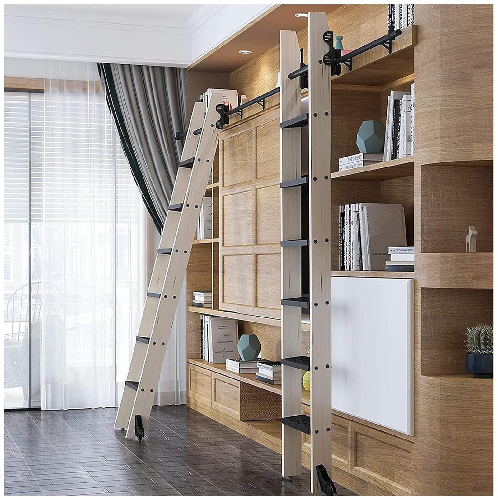 Rail d'échelle rétractable pour loft, système coulissant 300cm pour aménager un salon moderne