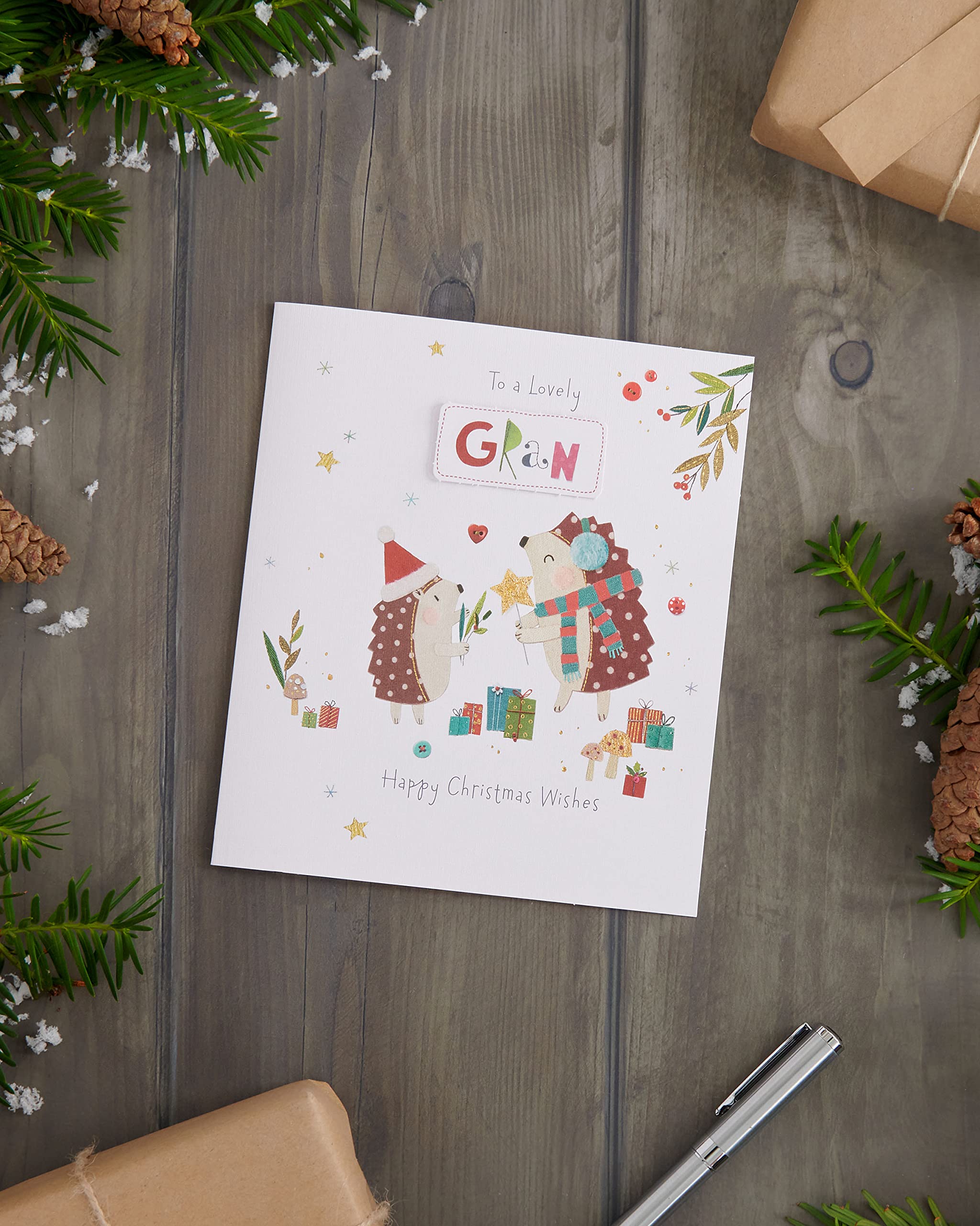 Second Ave Weihnachtskarte – 'Happy First Christmas As Grandparents', 210x148 Mm, Leinenkarton
