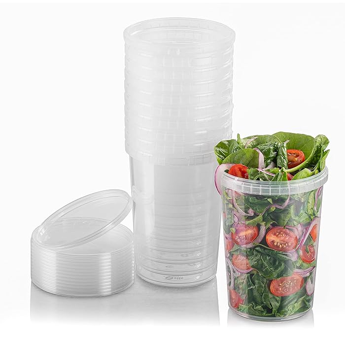 Buy NYHI 32oz. Round Clear Deli Containers with Lids Stackable