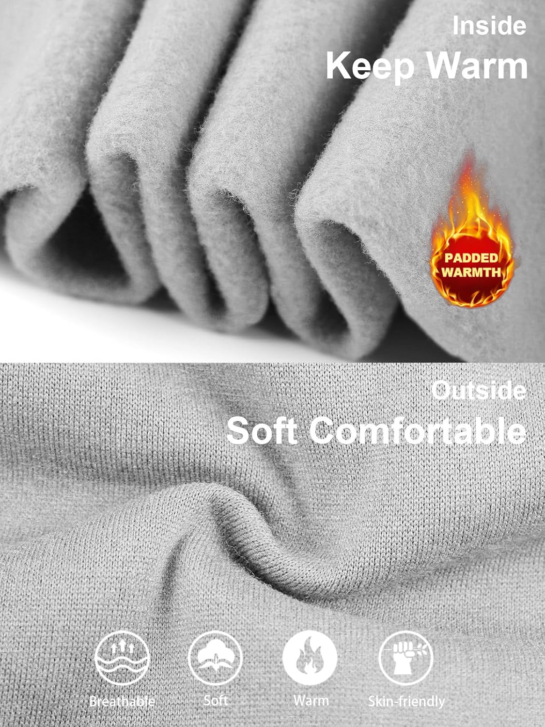 Mens Fleece Cargo Sweatpants Heavyweight Elastic Waist Pants with Pockets Baggy Drawstring Jogger Pants - Image 7