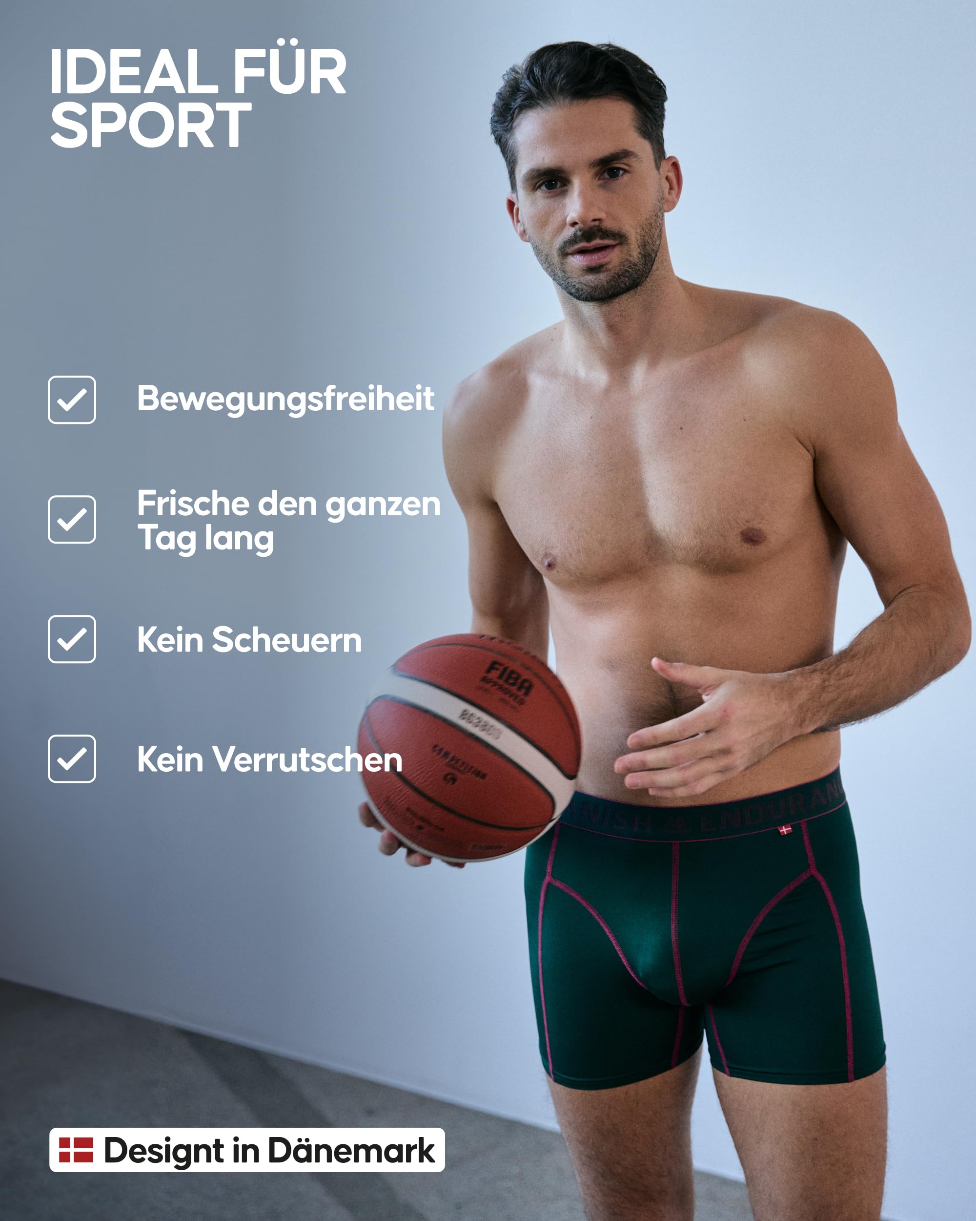 DANISH ENDURANCE 3er Pack Sport Boxershorts Herren Funktionsunterwäsche Elastisch Geruchsneutral Atmungsaktiv