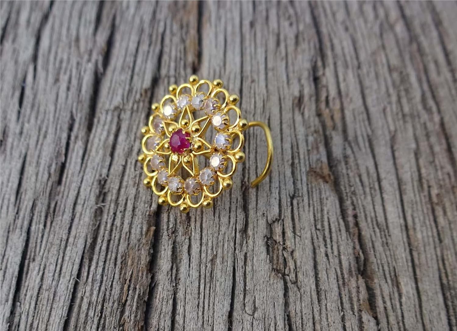 Big Nose Hoop - Solid Diamond Nose Ring & Stud - Gold Nose Piercing - Sterling Silver - Halloween Sale