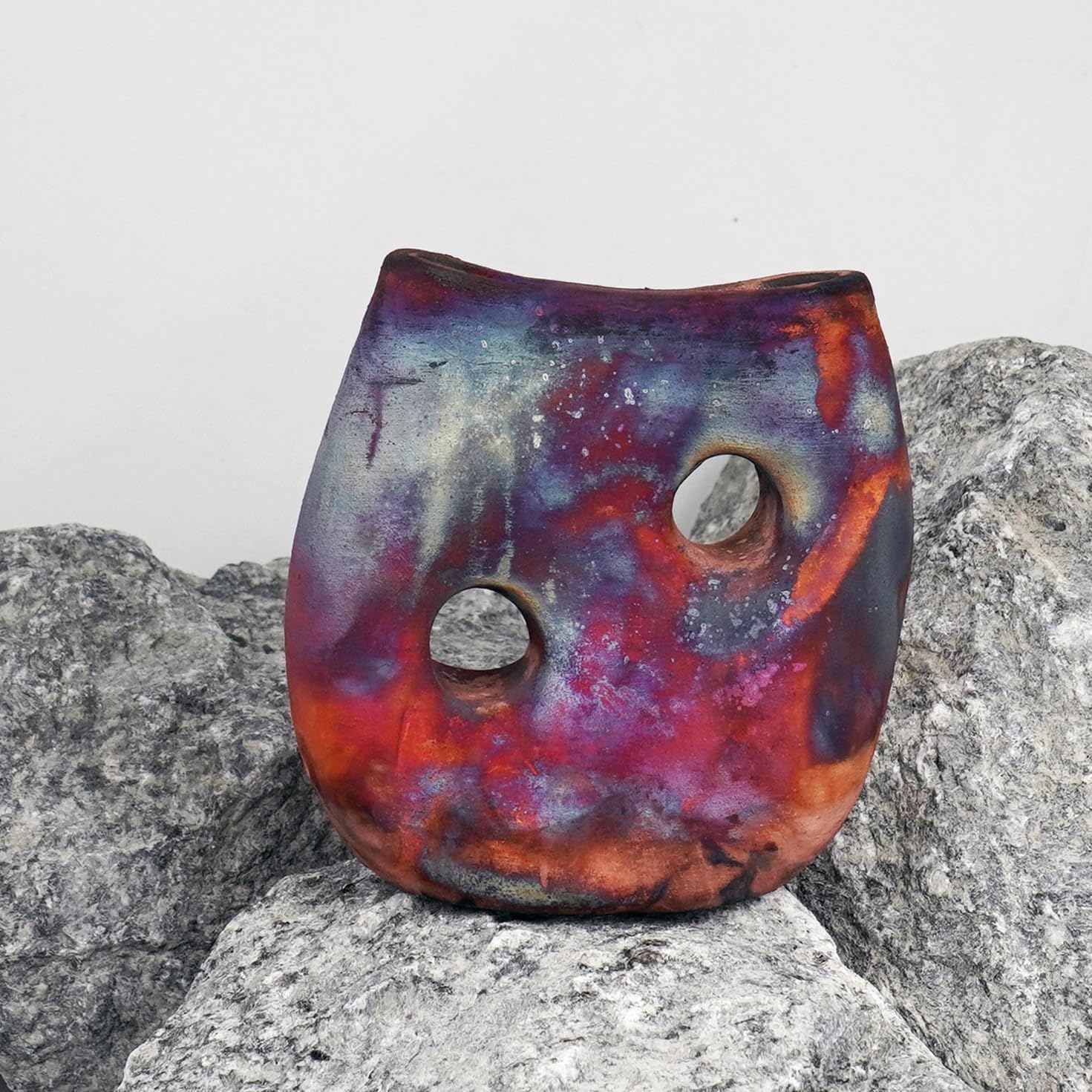 RAAQUU Umi 5 inch Handmade Ceramic Raku Vase - Pottery Gifts for Her, Boho, Gift Box, Gift for Mom, Bridesmaid Wedding Gift, Home Décor - FC
