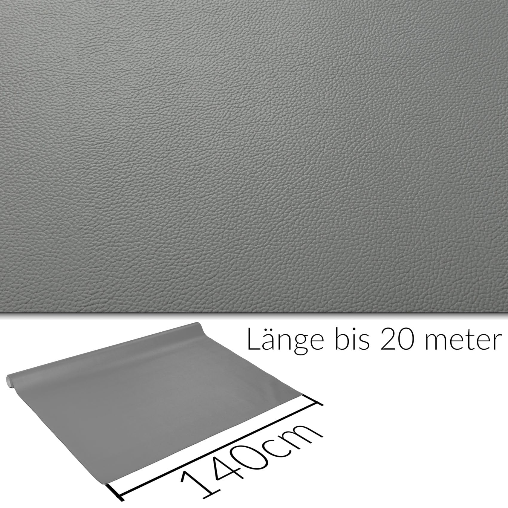 Kunstleder Lederimitat Lederstoff Polsterstoff Nappaprägung Texturiert Meterware Bezugsstoff Dunkelgrau 300x140cm