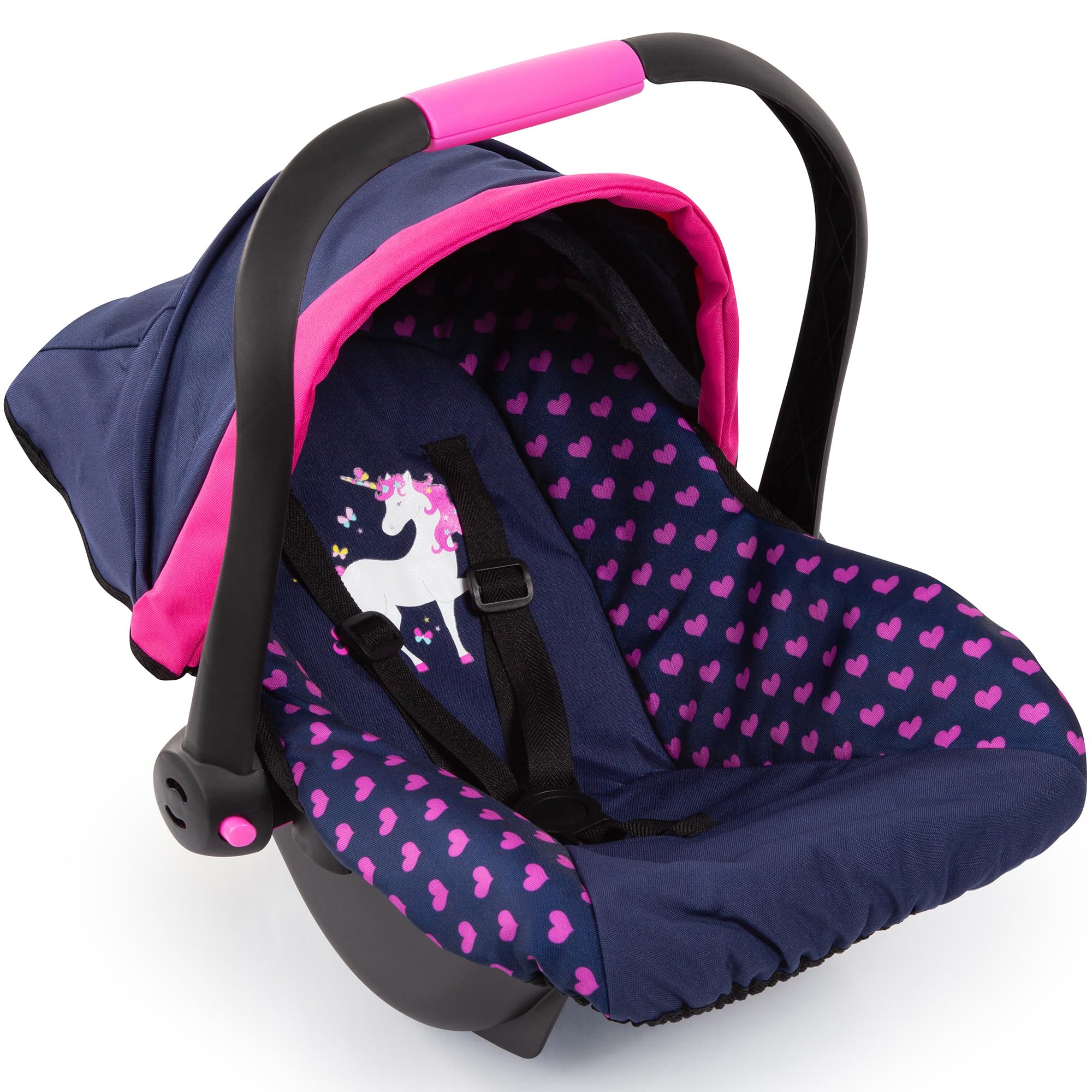 Bayer: Baby Doll Deluxe Car Seat with Canopy- Blue and Pink | Baby Dolls | Pretend | Dress up