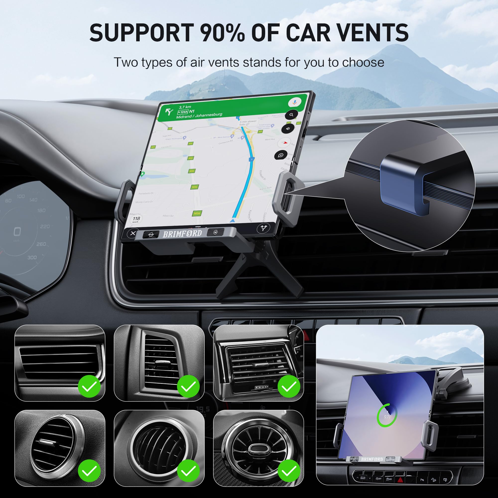 Soporte de teléfono para coche para Samsung Galaxy Z Fold 7/6/5/ Z Flip S25 S24 S23 XIAOMI 17 15 iPhone 17, cargador inalámbrico Qi rápido de doble bobina, cargador inalámbrico con rotación automática