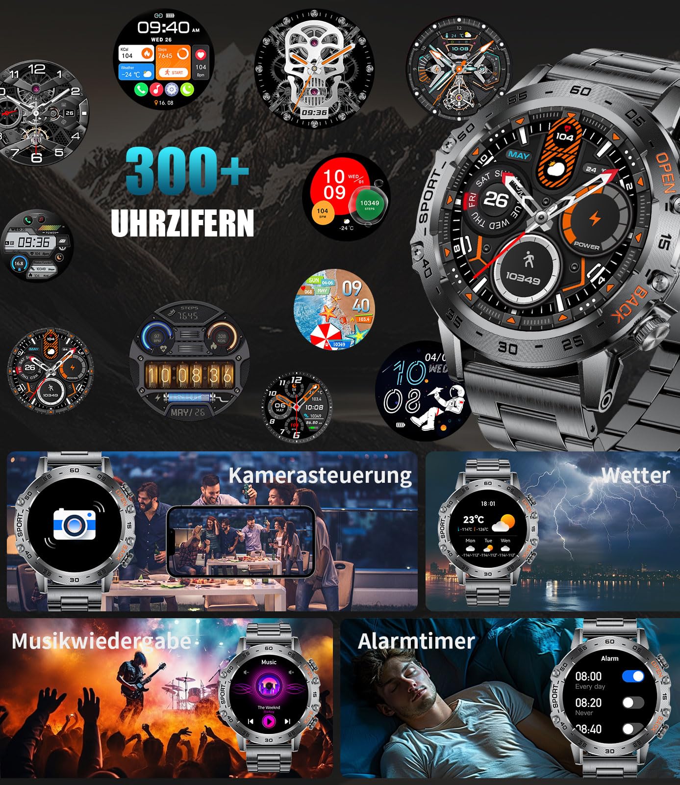 LIGE Smartwatch Herren 2025 - 1.85" Display 1000mAh Akku IP68