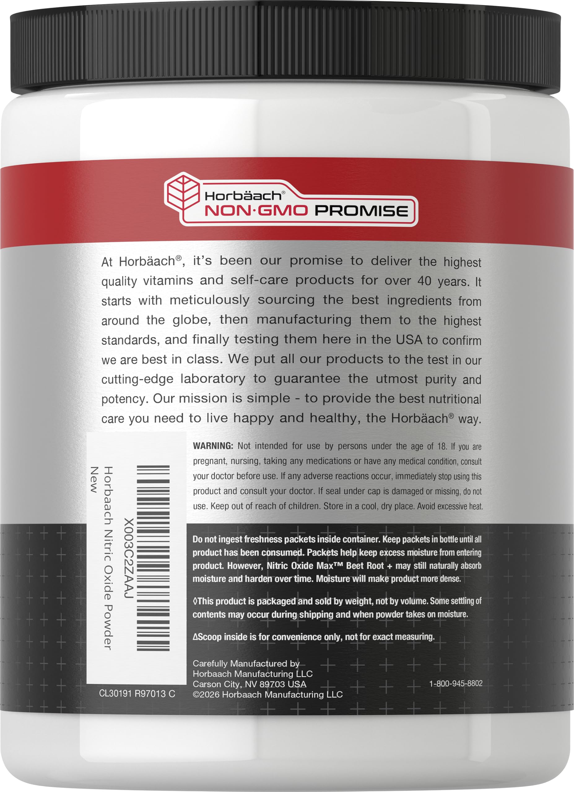 Horbaach Nitric Oxide Powder | 16 oz | Supplement for Men & Women | with Beet Root & Nitrates | Mixed Berry Flavor | Vegan, Non-GMO & Gluten Free — Amazon image 3