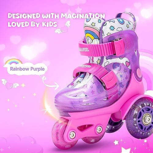 Miniatura 2 de SULIFEEL Patines ajustables para niñas y niños, divertidas ruedas iluminadoras con luz flash tipo equilibrio de tres puntos, adecuado para