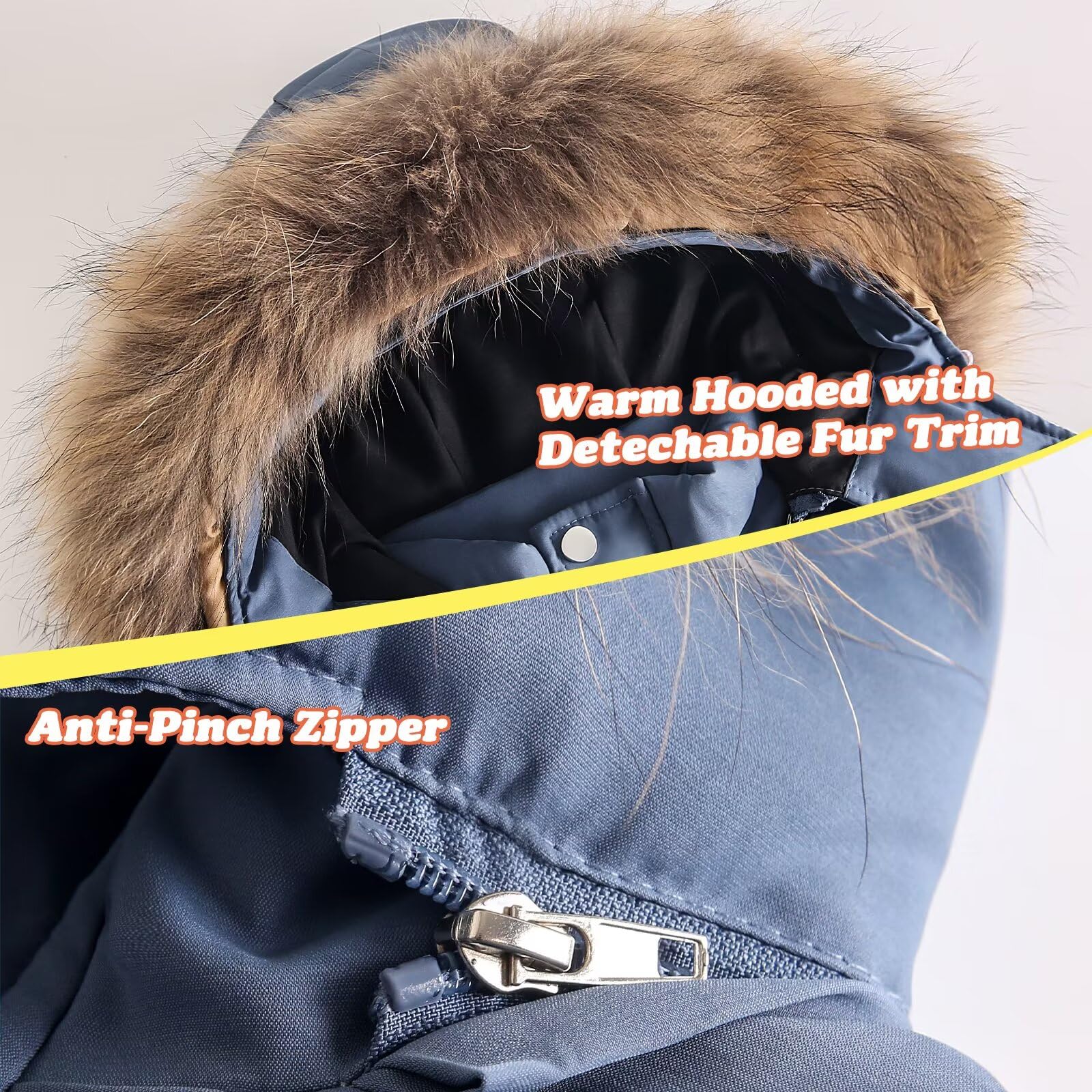BYFRI Schneeanzüge für Jungen und Mädchen, Daunenjacke mit Kapuze und Skihose, Baby Schneeanzug, Winteranzug für Babys, 18M-4T