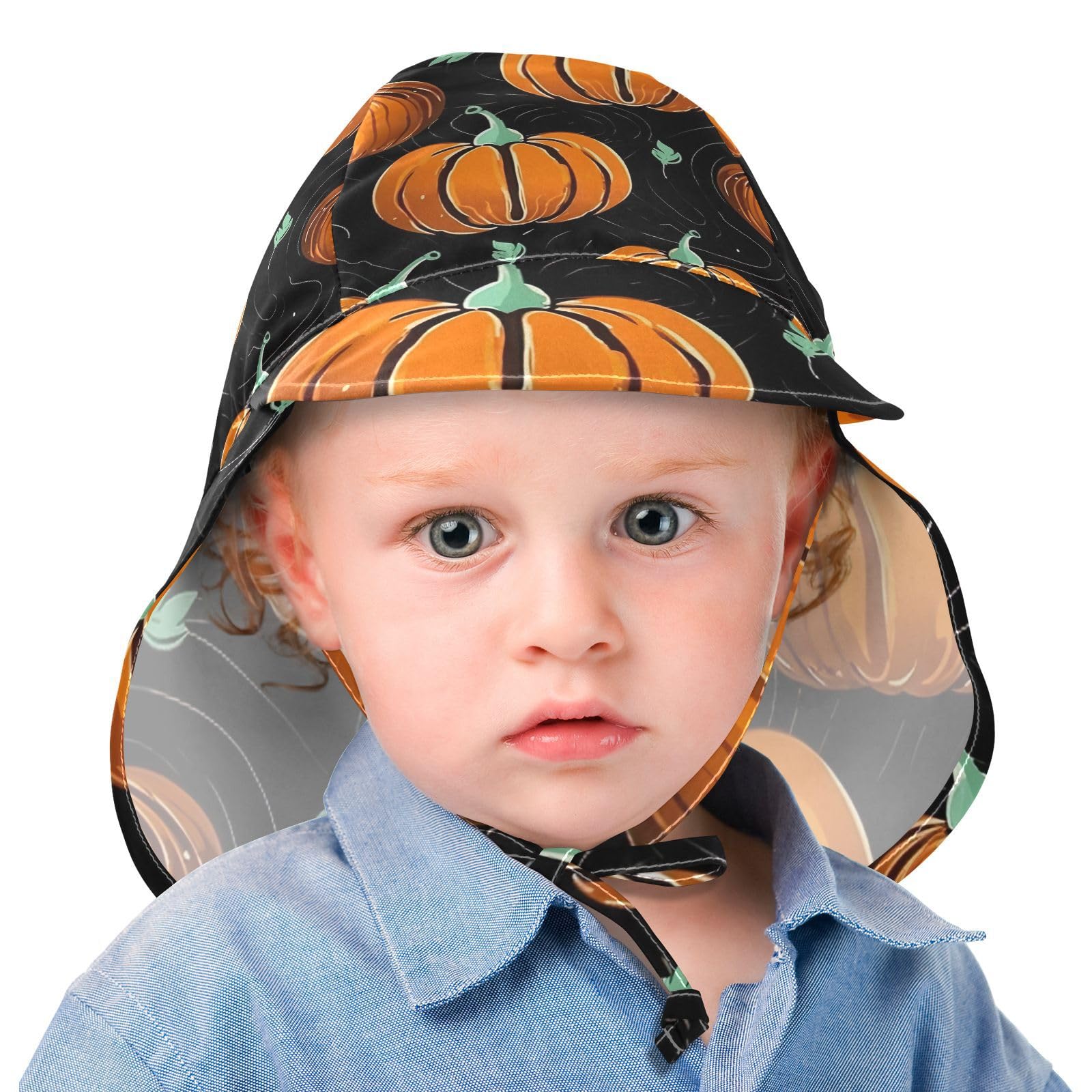 J JOYSAY Halloween Pumpkins Autumn Fall Baby Sun Hat Toddler Hat UPF 50+ Baby Boy Sun Hat Toddler Summer Hats with Neck Flap for Boys Girls
