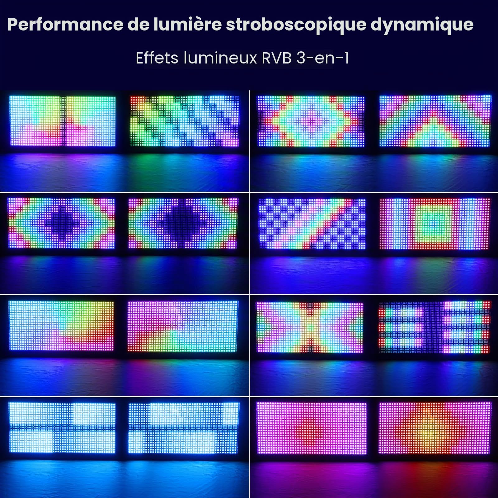 Betopper 150W Stroboscope Led DMX, RGBW 7 * 15 Zones de Contrôle Pixels 1P
