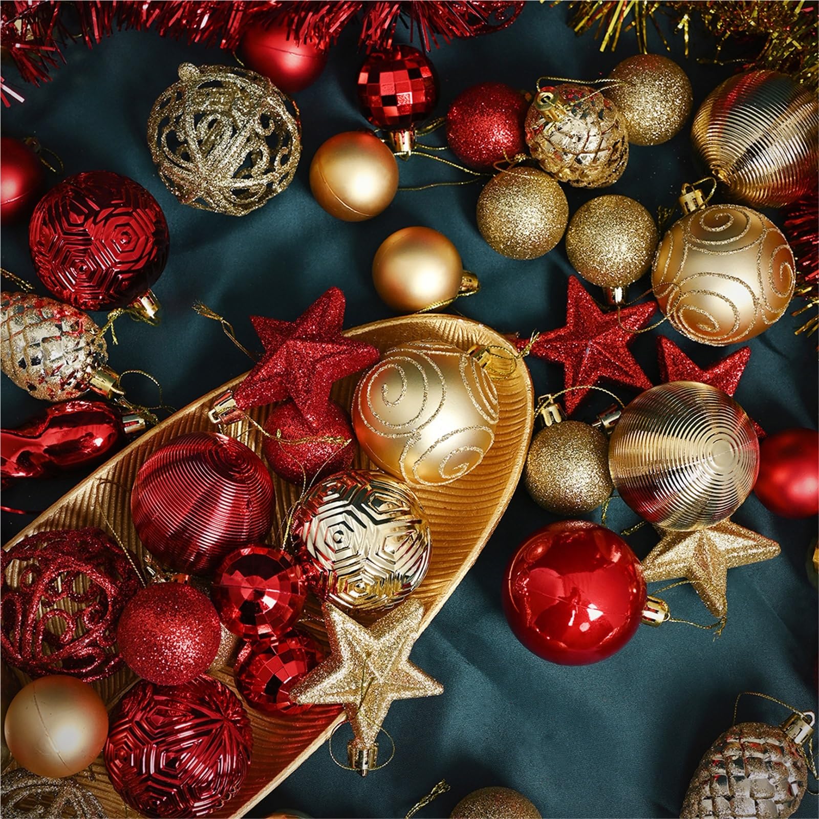 weihnachtsschmuck Weihnachtsschmuck-Set, bruchsicher, Weihnachtsbaumschmuck, Kugelornamente, lose, for Aufhängen for Weihnachtsbäume, Weihnachtsdekoration, 2 Boxen Set(Bleu)