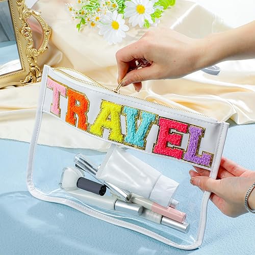 Miniatura 4 de Sanwuta 2 bolsas transparentes de felpilla con cierre de cremallera, bolsa transparente para aperitivos, bolsa de maquillaje para estadio, bolsa