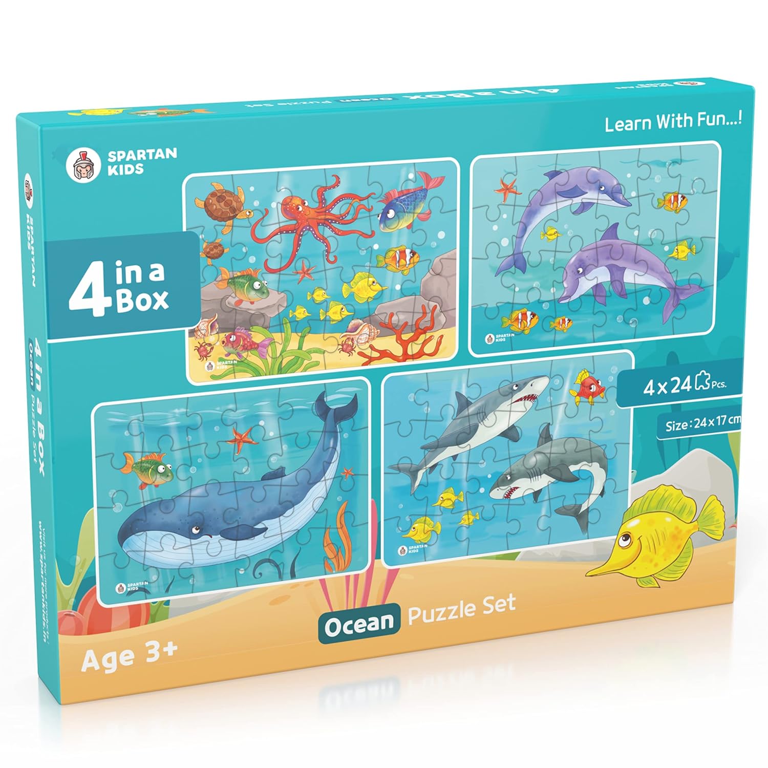 SPARTAN KIDS® Ocean Jigsaw Puzzle for Kids of Age 3-5 Years, Set of 4-96 Puzzle Pcs (Multicolour, Size 24x17 cm)