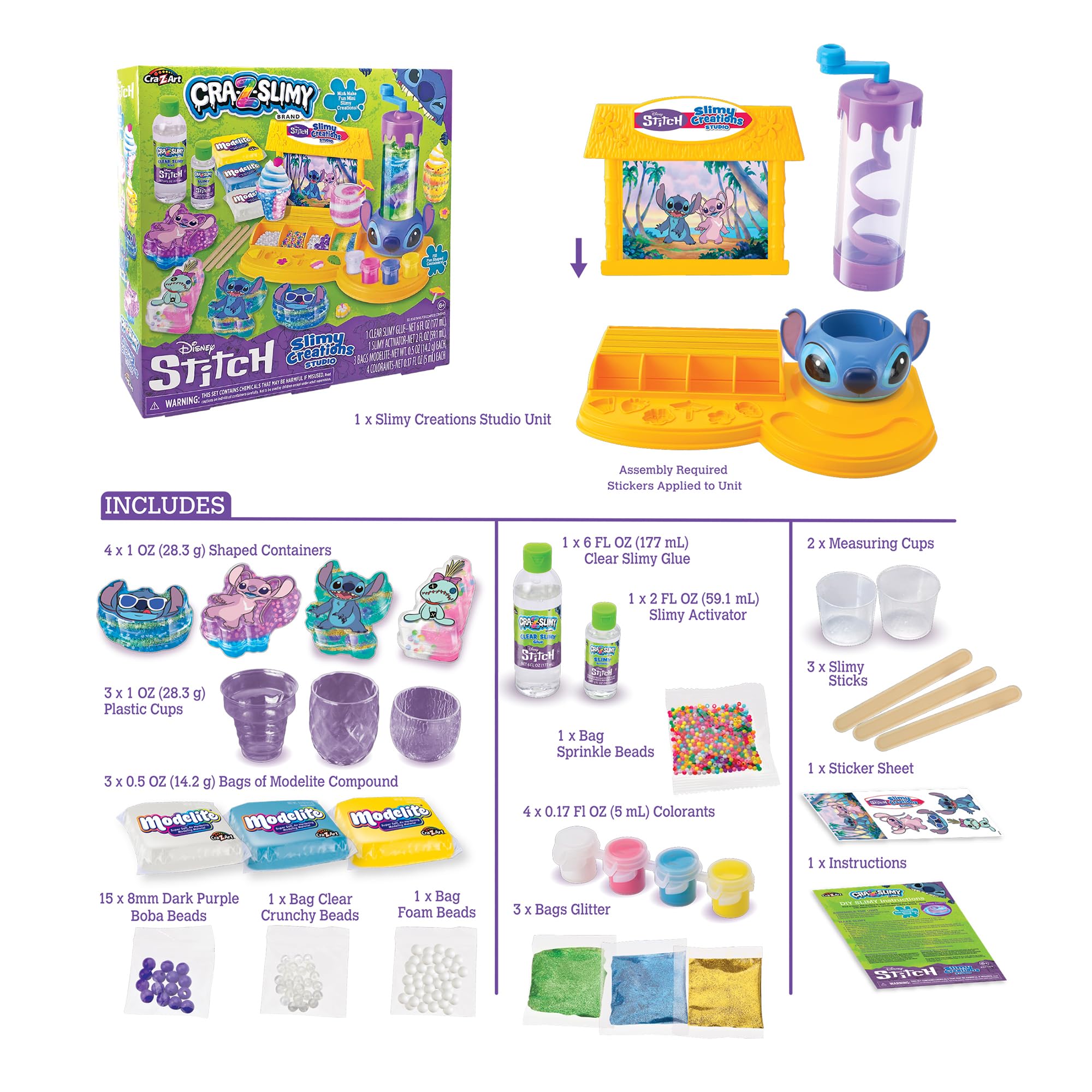 CRA-Z-Slimy Disney Stitch Slimy Creations Studio Crea Il Tuo Slime con i contenitori Stitch