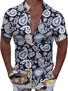 Mens Hawaiian Shirt Short Sleeve Summer Hawaiian Shirts - Mens Casual Shirts - Casual Shirts Tee Shirts for Men Printed Long/Short/Sleeveless Sleeve T-Shirts for Men Chiffon Regular Fit Shirts Bl