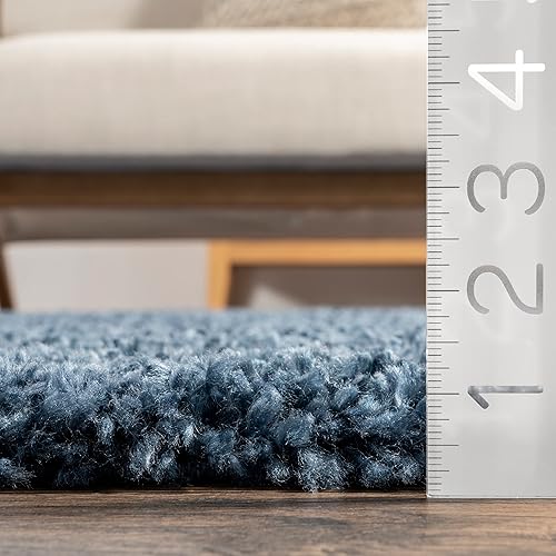 Miniatura 5 de nuLOOM Kara - Alfombra de pasillo sólida, 2 pies 8 pulgadas x 8 pies, color azul