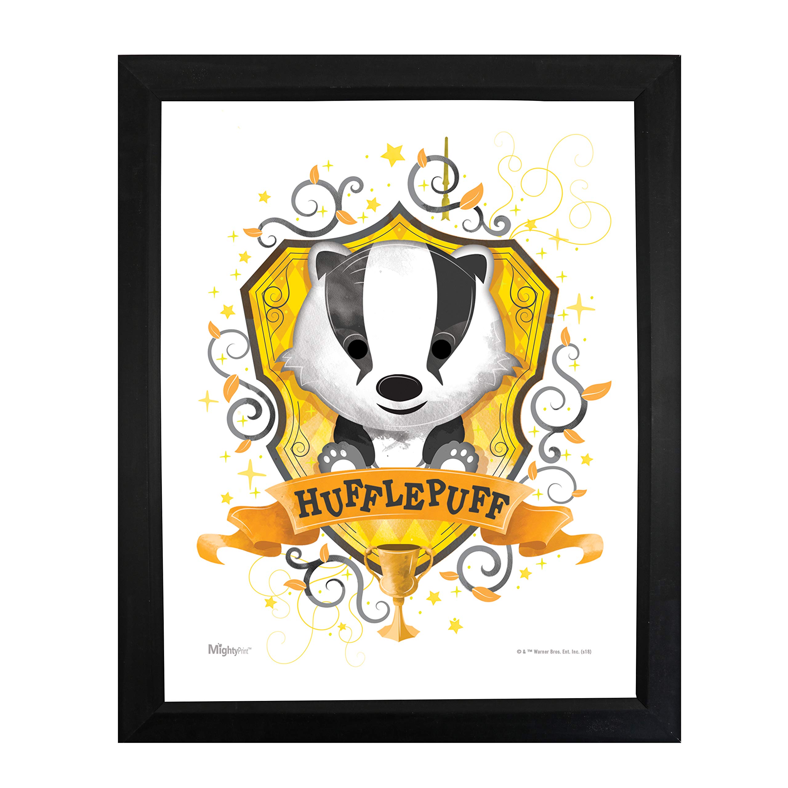 MIGHTYPRINT Harry Potter – Hufflepuff – Modern Minimalist Frame– Officially Licensed Wall Art – NOT MADE OF PAPER – Strong Reusable Décor for Kid Baby Nursery Dorm – By Trend Setters Ltd.