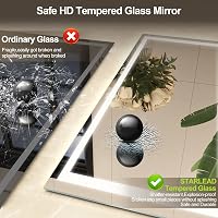STARLEAD Fürdőszobai Tükör LED Világítással - 60x80 cm, Fényerőszabályzás, 3 Színhőmérséklet, Páramentesítő, Bluetooth Hangszóró, IP44 Edzet 8