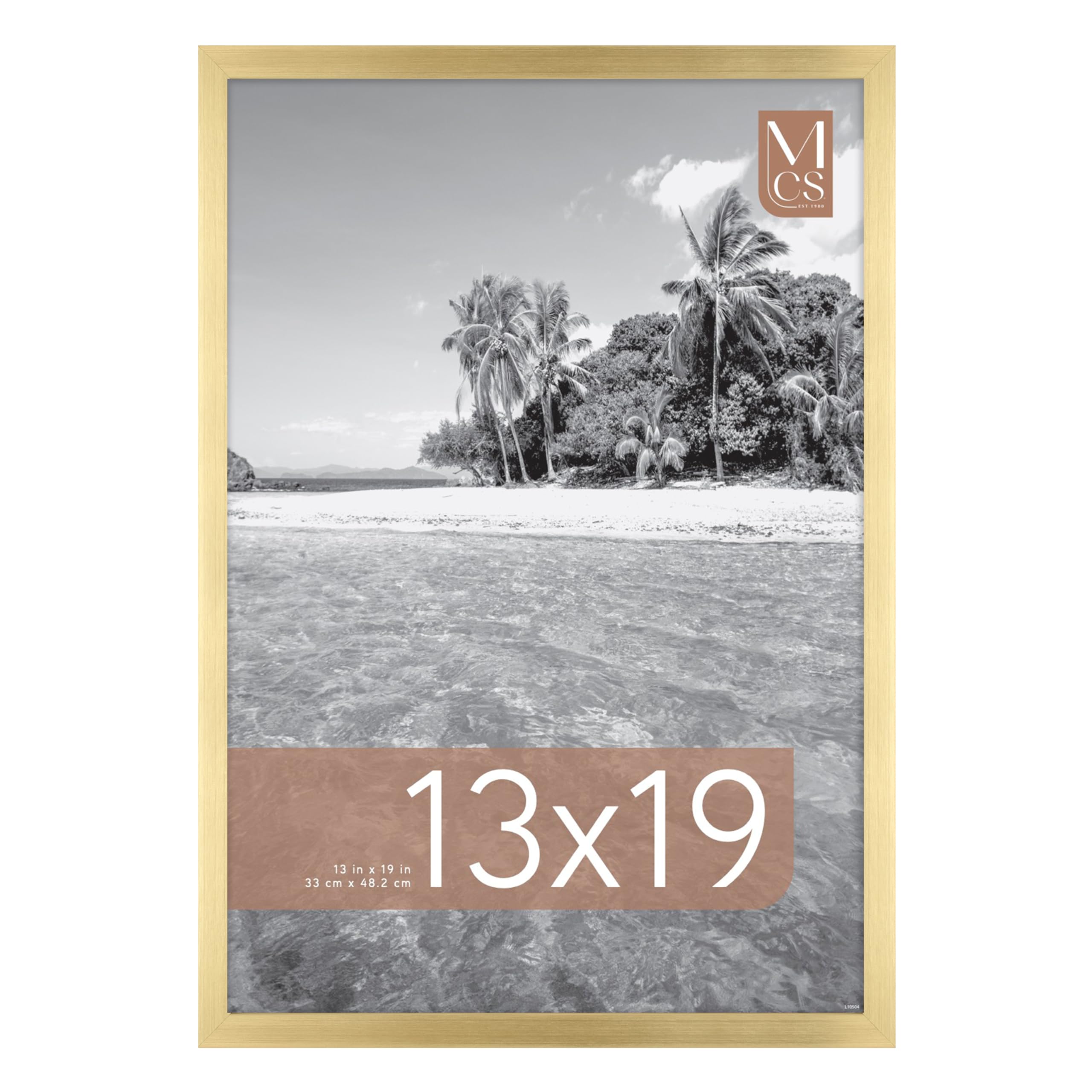 MCS Foundation 13x19 Poster Frame Traditional Brass, Vertical & Horizontal Wall Hanging Large Picture Frame for Photos, Panoramics, Posters & Art Prints (1-Pack)