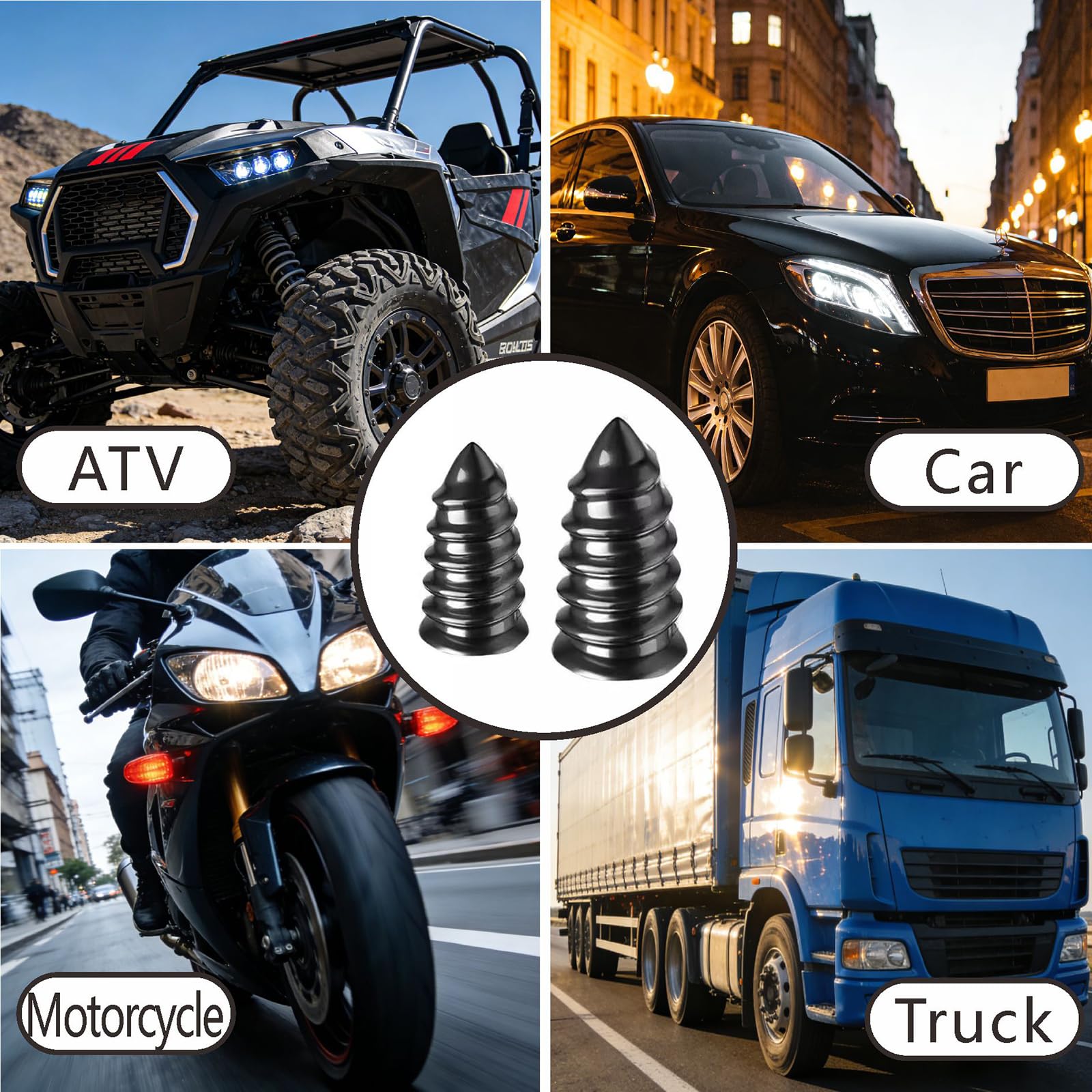 Kit di 65 tappi per pneumatici a vite, facili da usare per tutti i conducenti, viti di riparazione di emergenza per pneumatici per riparazione temporanea di forature su auto, camion, moto