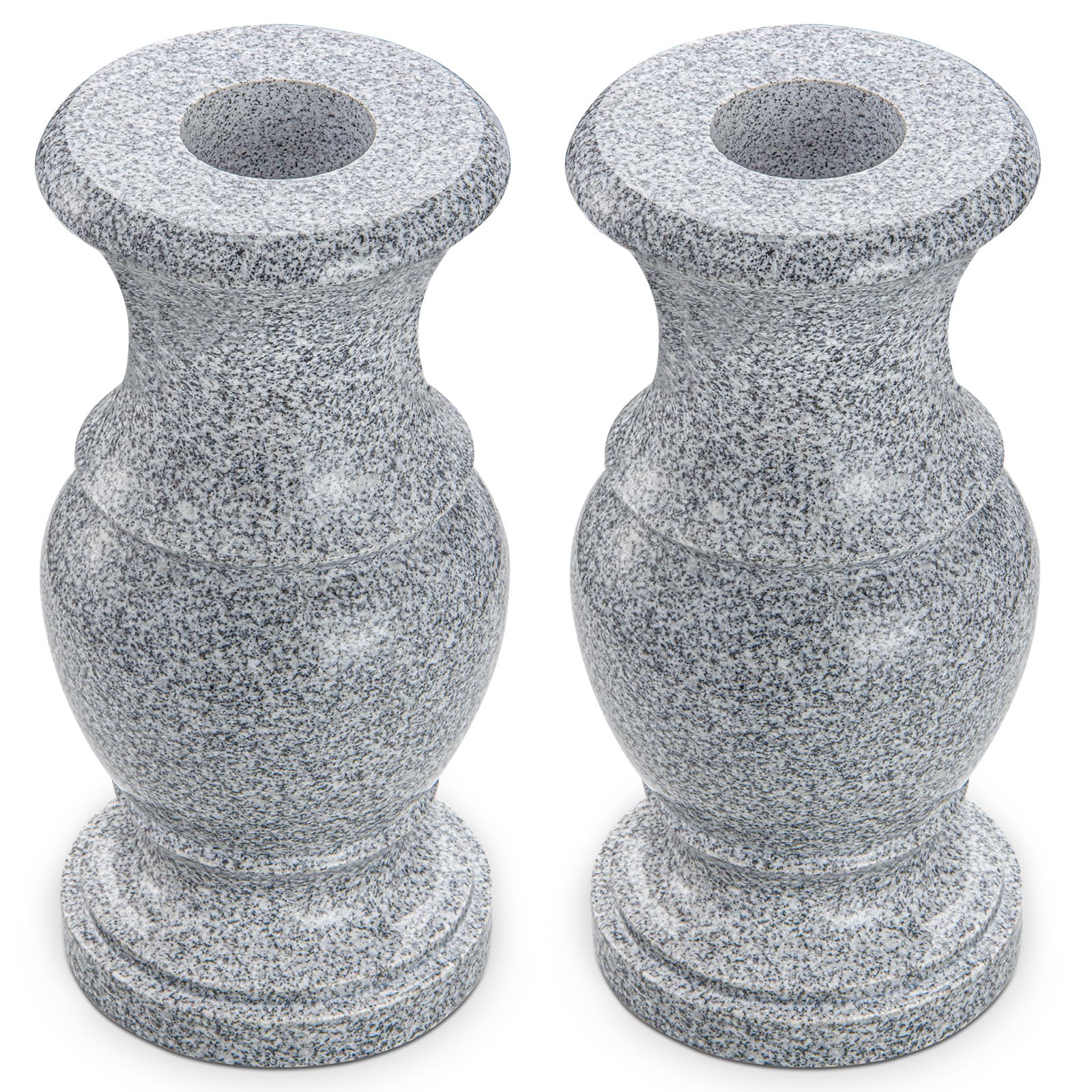 Photo 1 of XONOR Granite Stone Cemetery Vase - 9.8" H, Black (2 Pack)