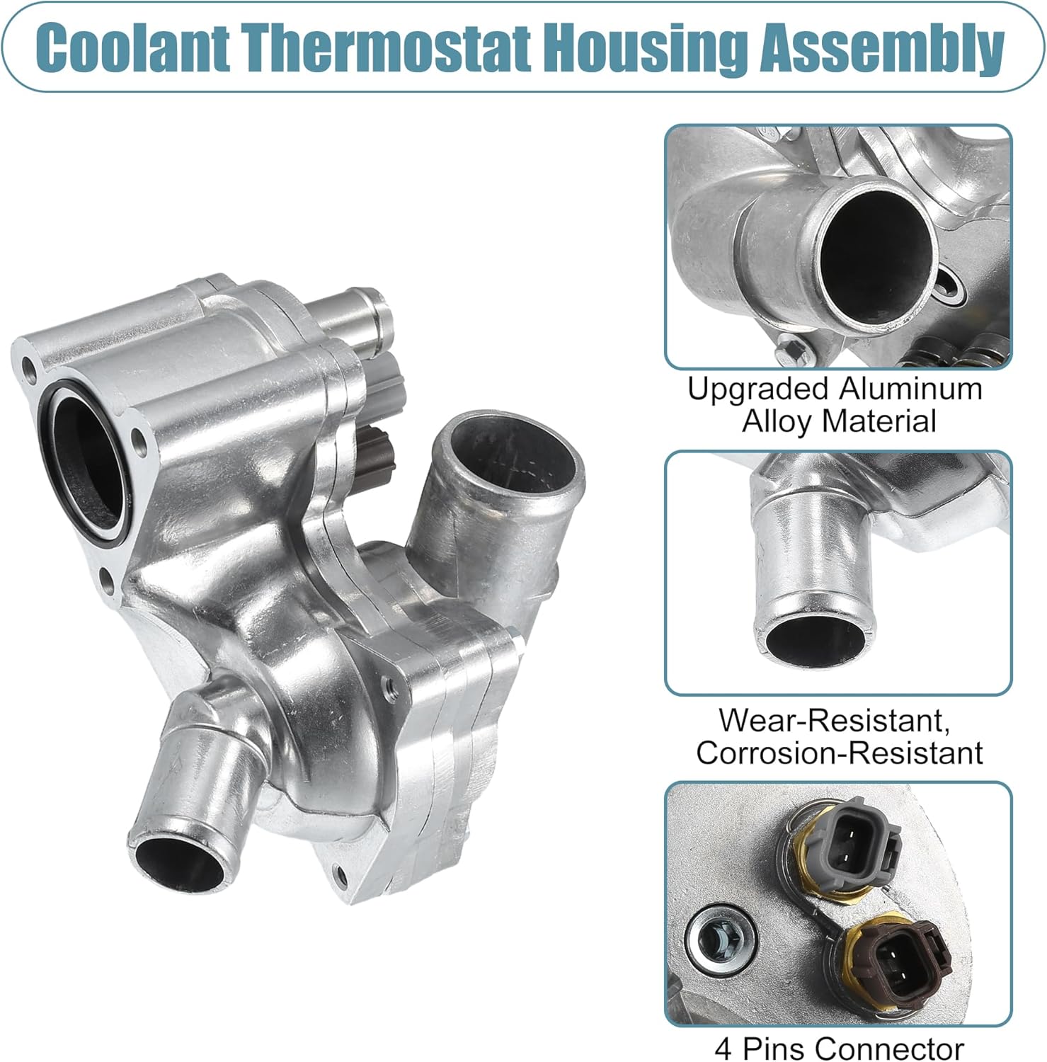 X AUTOHAUX Upgraded Aluminum Thermostat Housing Assembly for Ford Explorer for Ford for Ranger 2001-2011 for Mazda B4000 2001-2008 for Mercury No.4L5E8A586AB Engine Coolant Thermostat Housing
